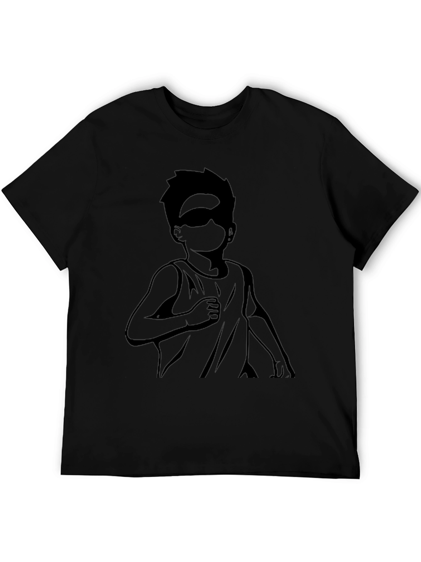Black T-Shirt with Boy Silhouette Graphic