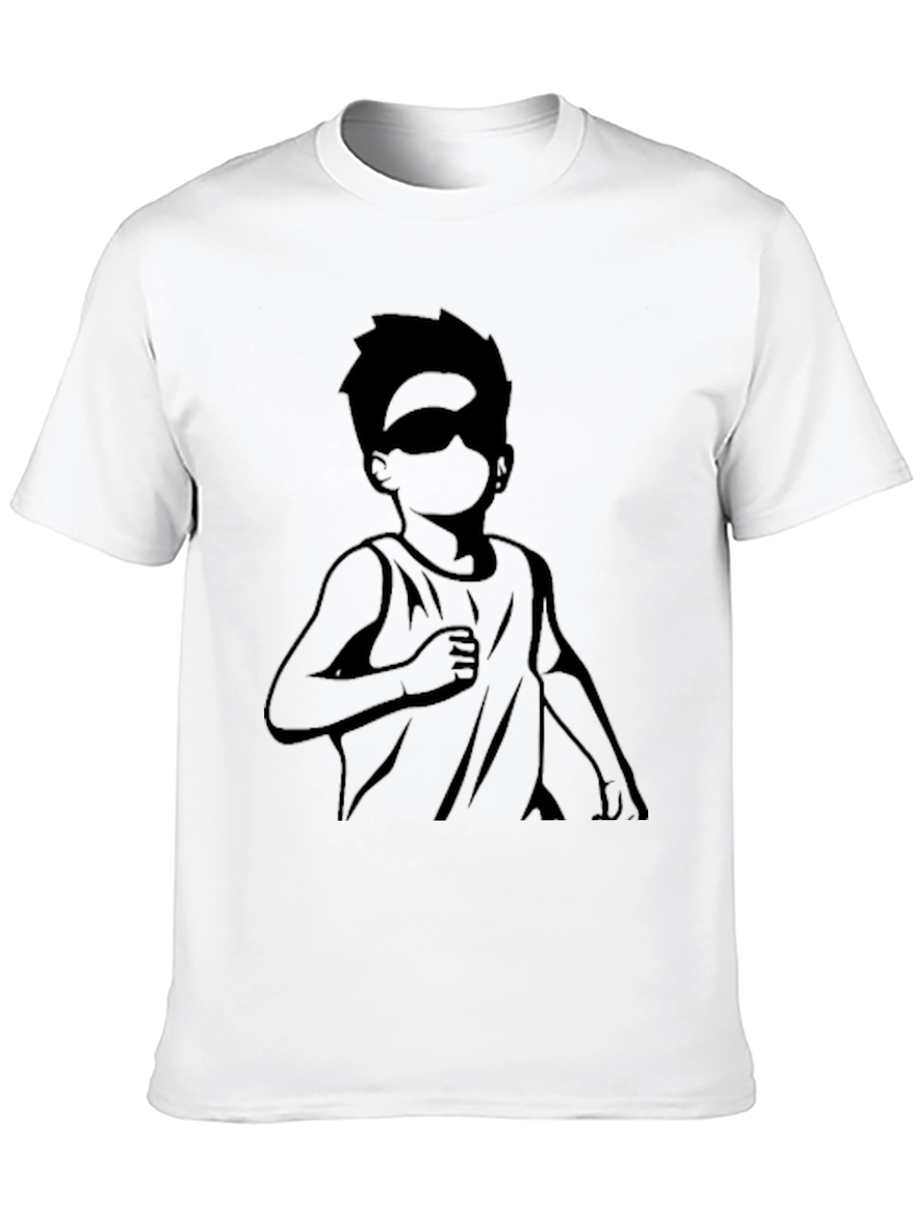 Black T-Shirt with Boy Silhouette Graphic