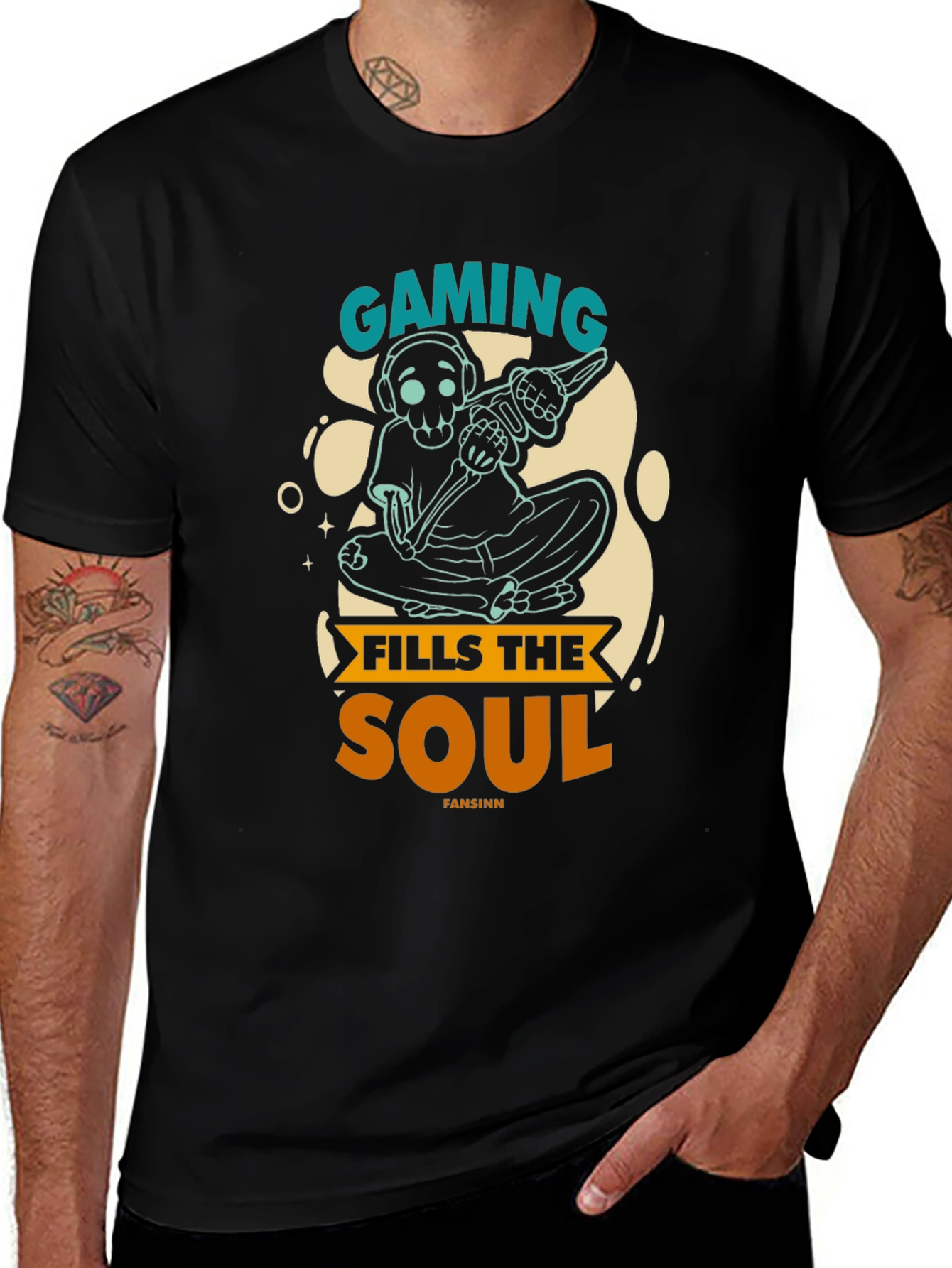 Gaming Fills the Soul Black Graphic Tee