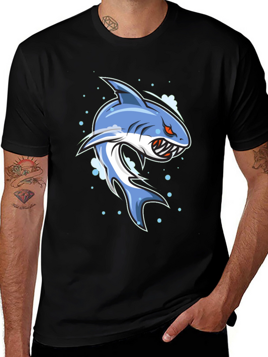 Shark Graphic Print Black T-Shirt for Men