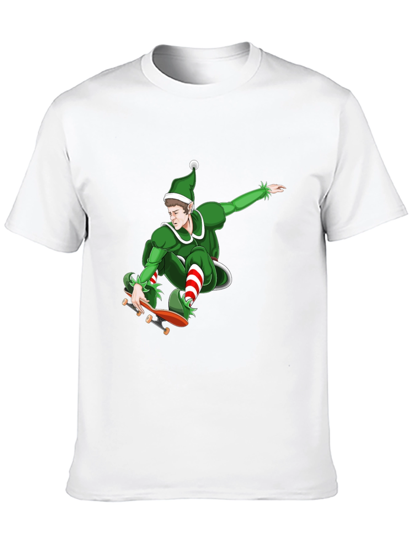 Skateboarding Elf Graphic T-Shirt - Holiday Fun!