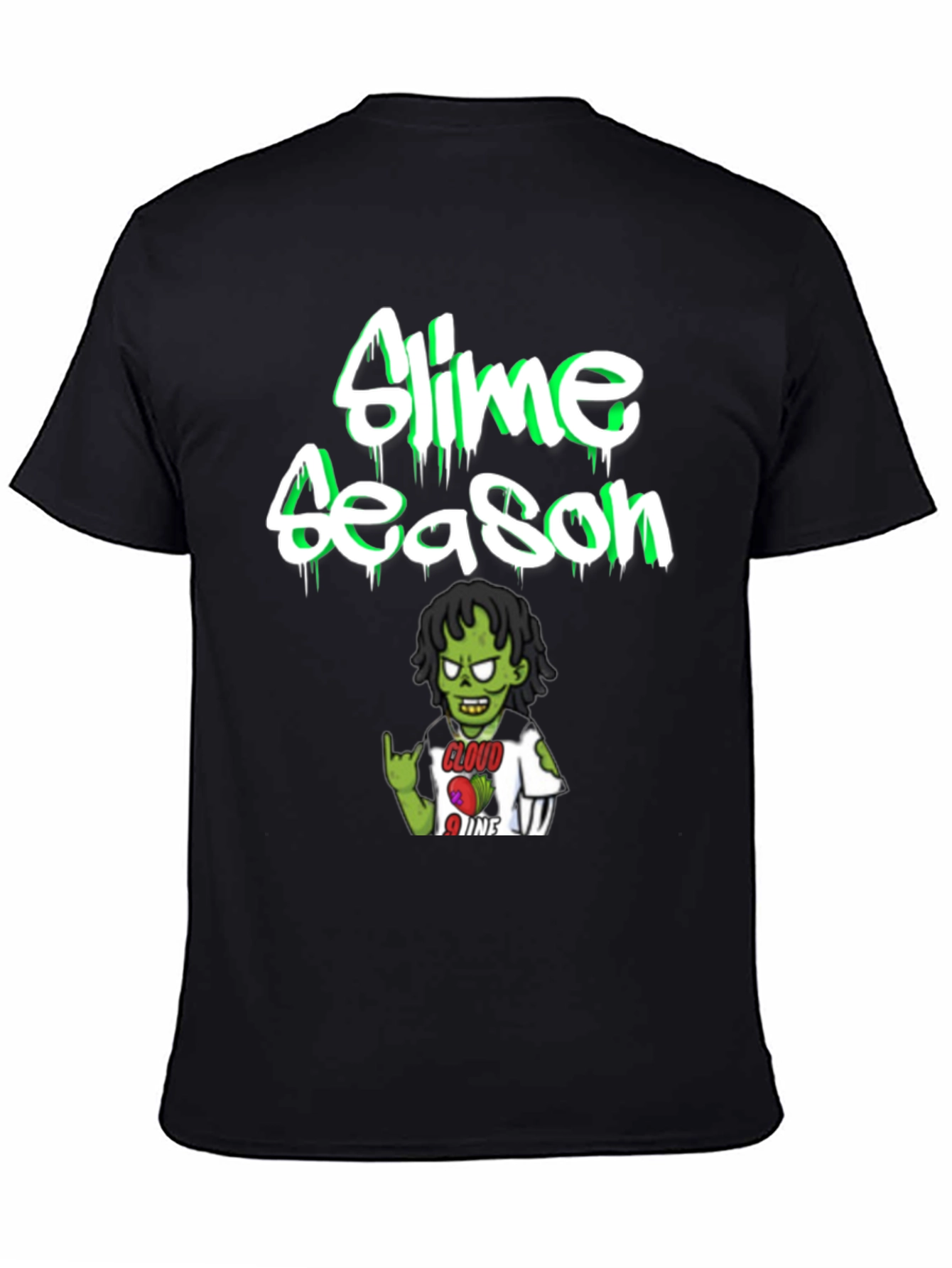 Slime Season Graphic Print Black T-Shirt