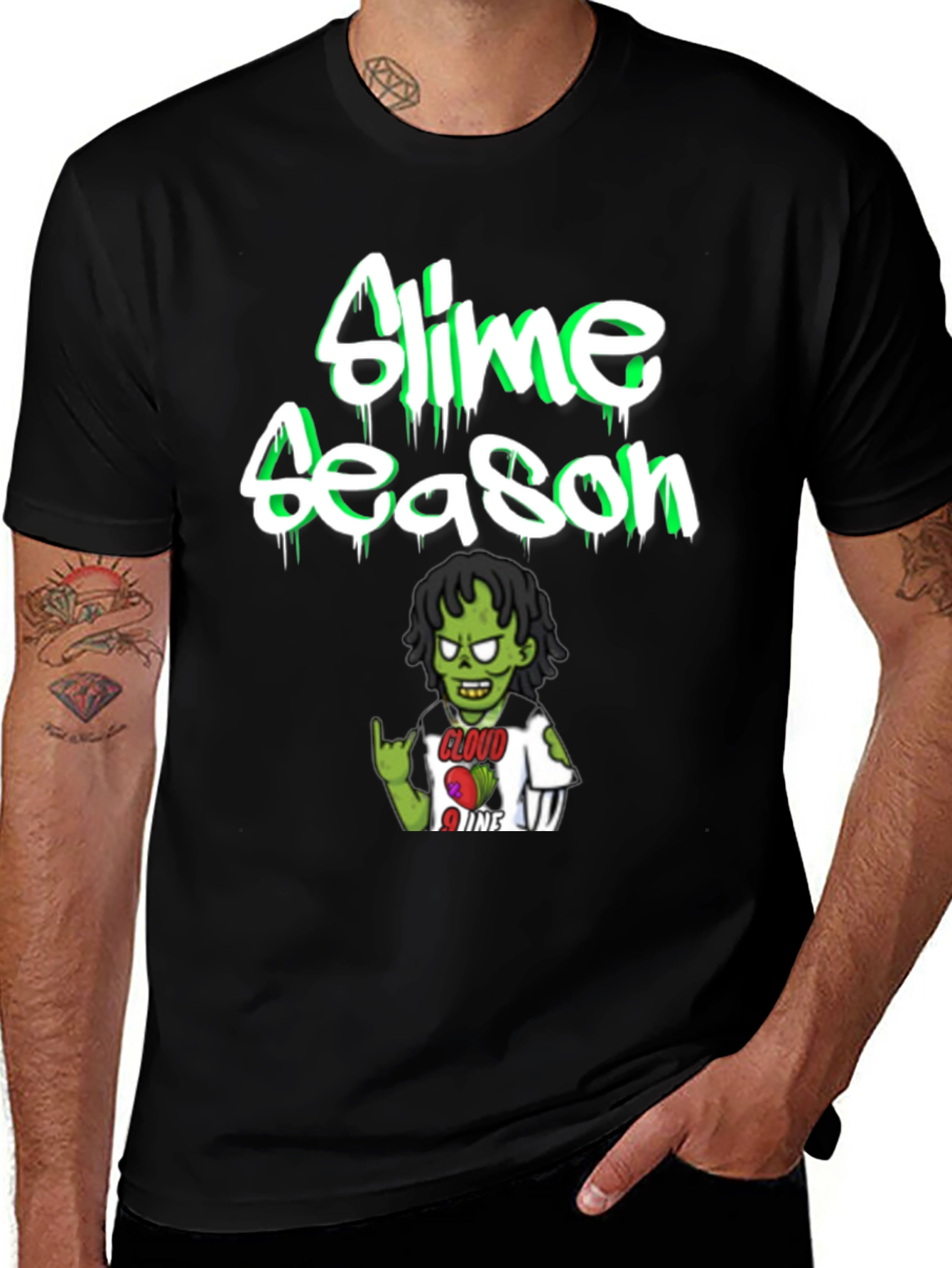 Slime Season Graphic Print Black T-Shirt