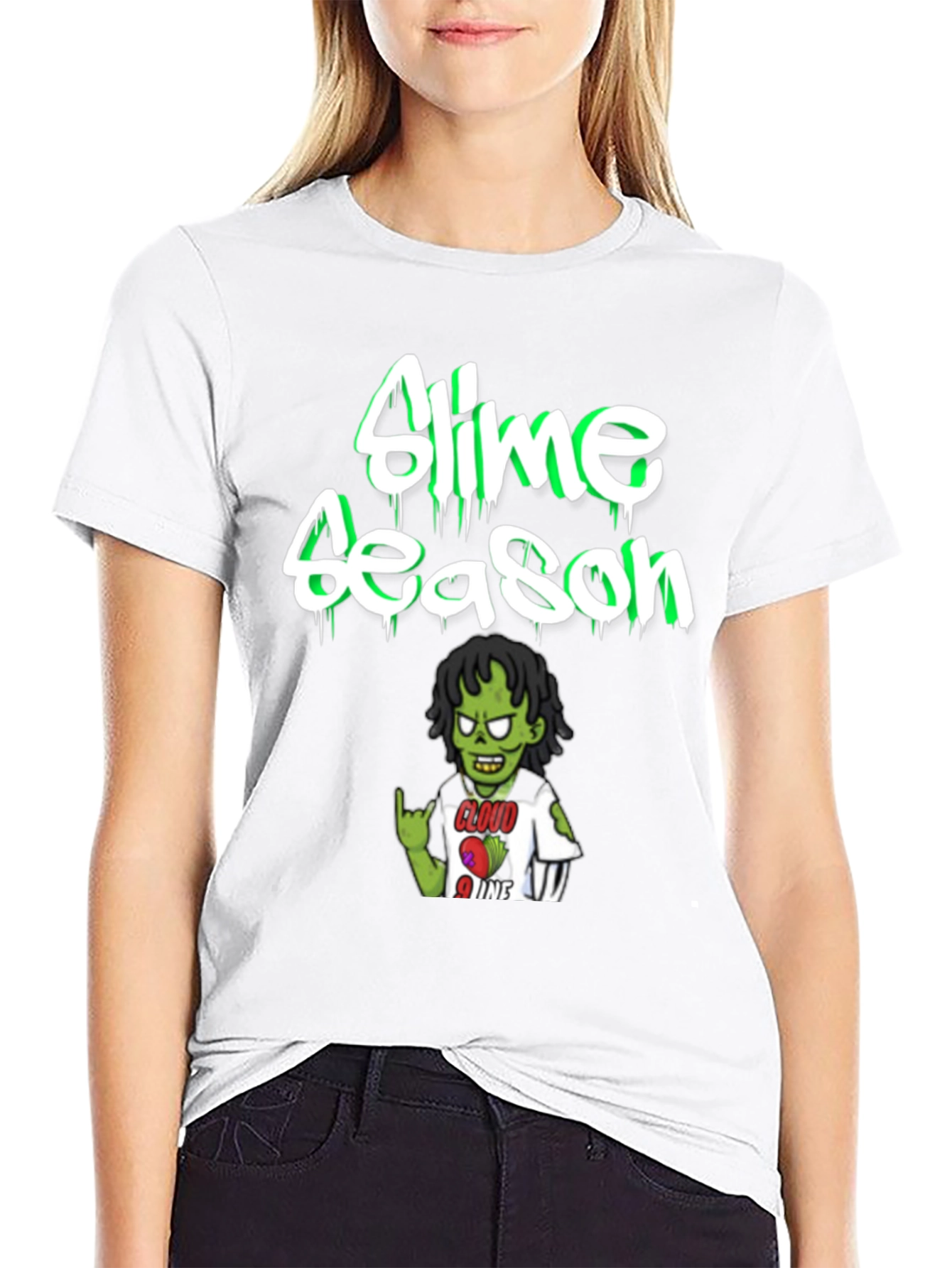 Slime Season Graphic Print Black T-Shirt