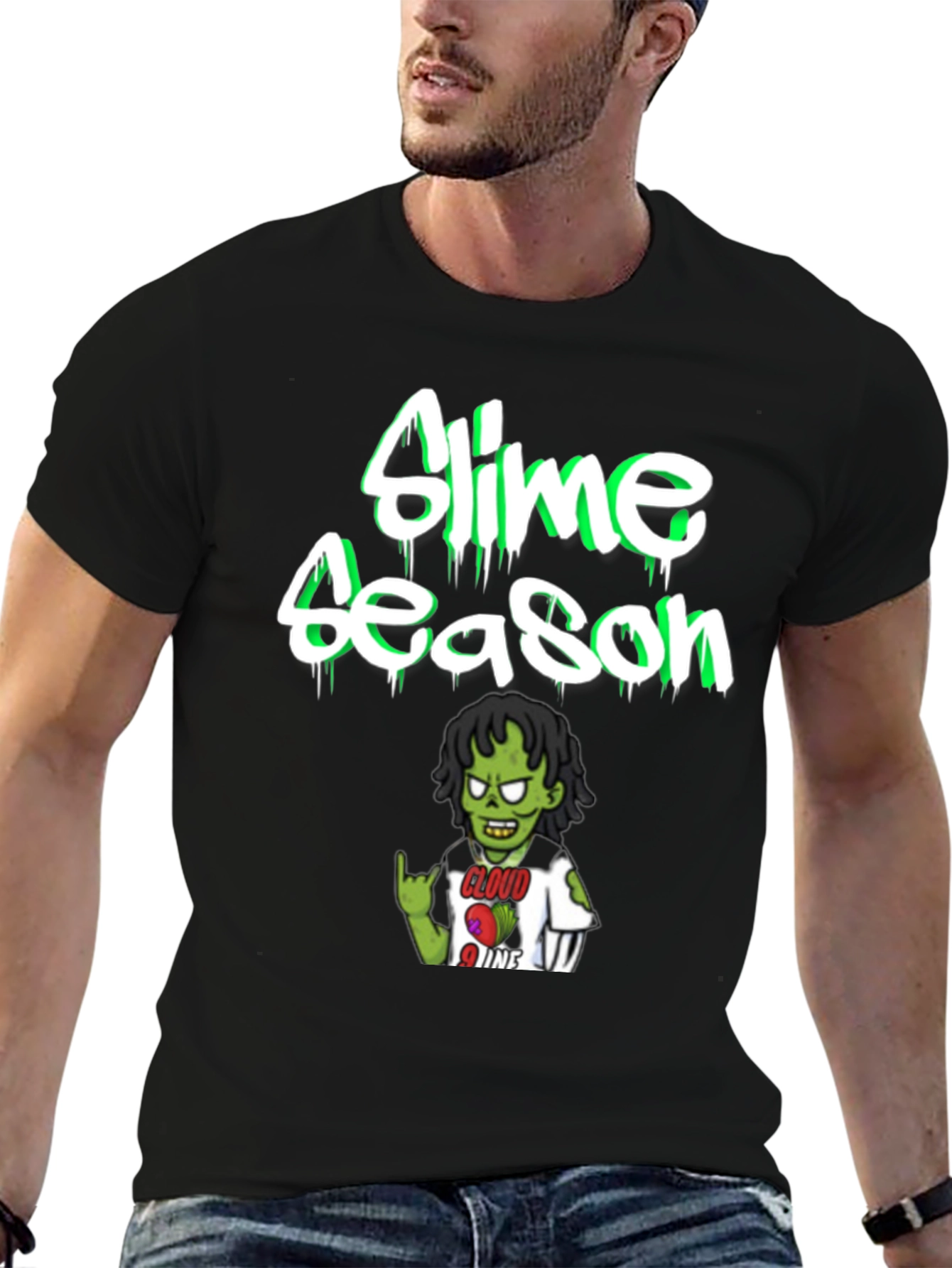 Slime Season Graphic Print Black T-Shirt