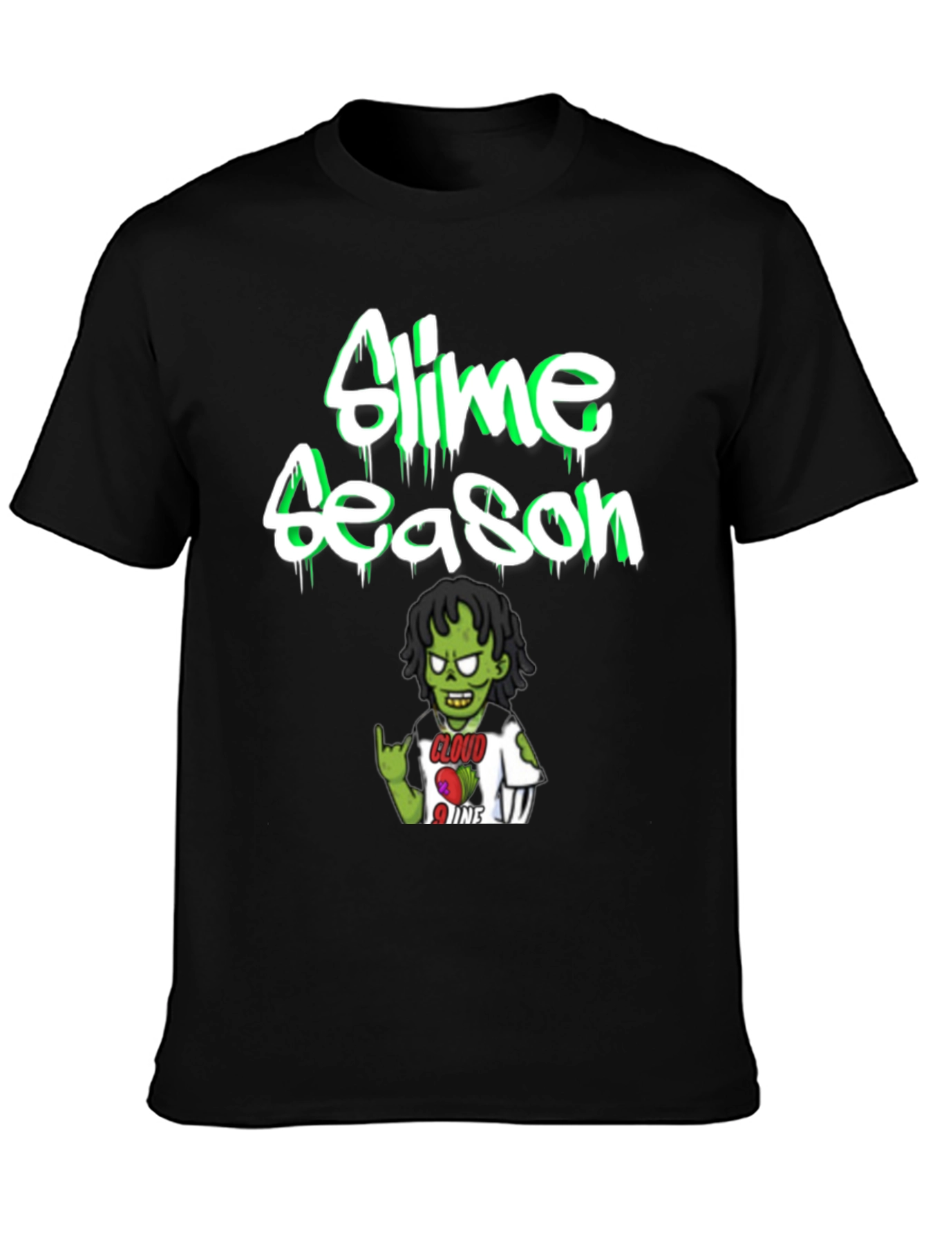 Slime Season Graphic Print Black T-Shirt