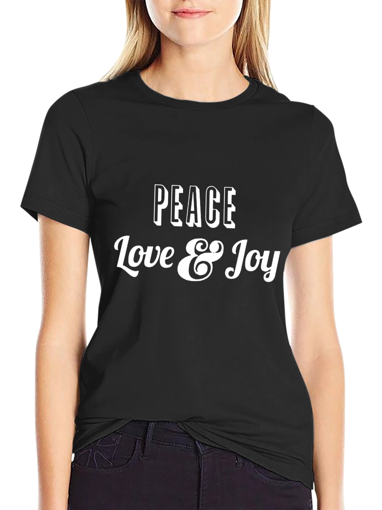 Peace Love & Joy Graphic Tee - Black