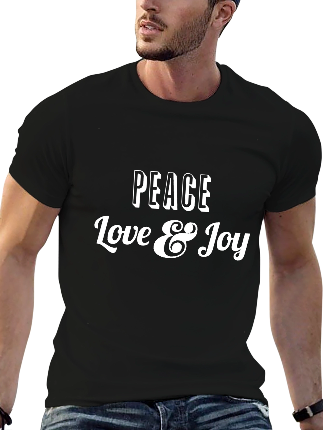 Peace Love & Joy Graphic Tee - Black