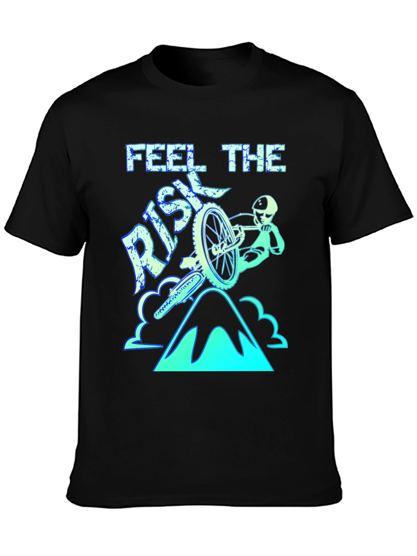 Feel the Risk Mountain Biking T-Shirt - Black