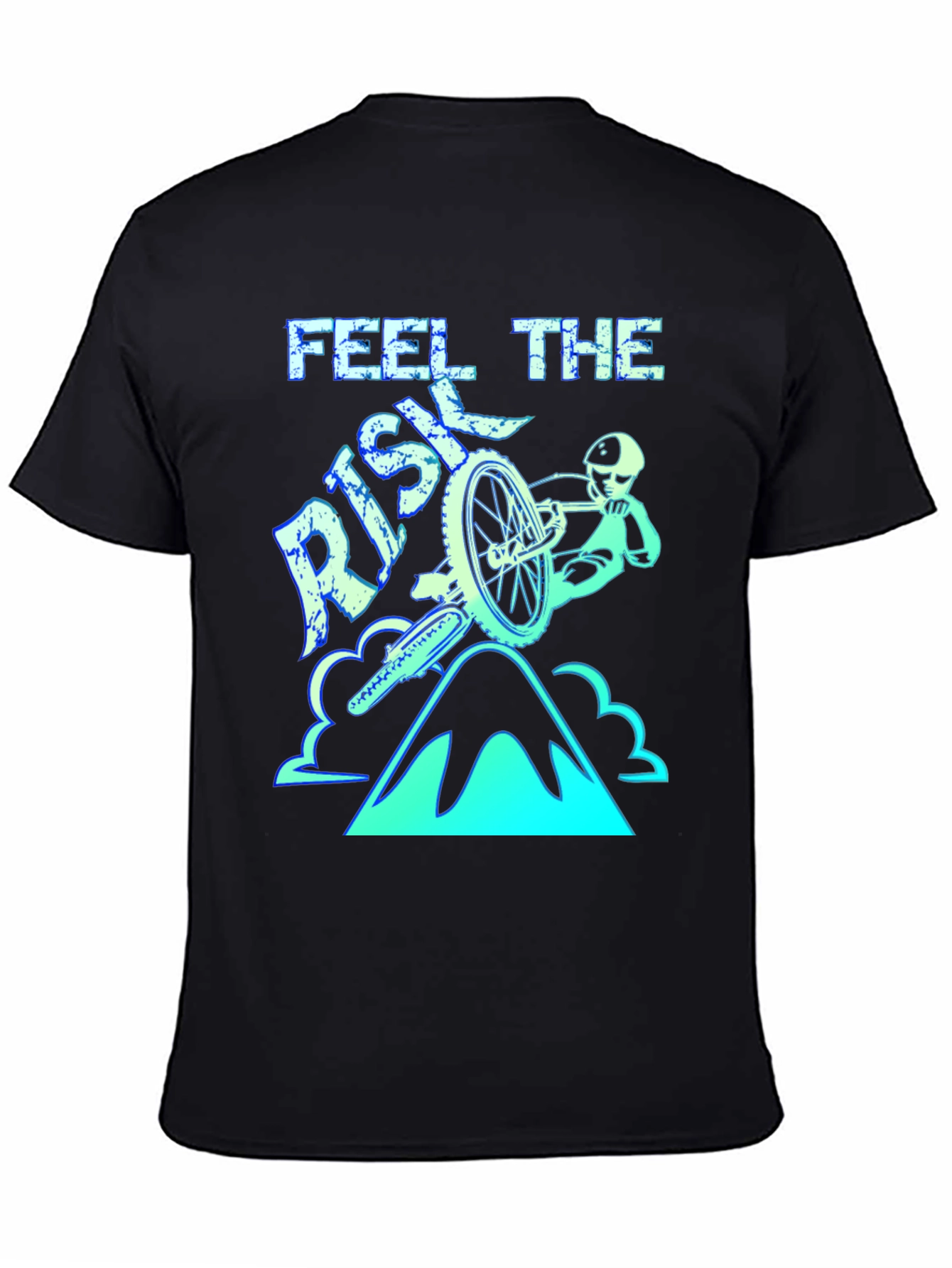 Feel the Risk Mountain Biking T-Shirt - Black