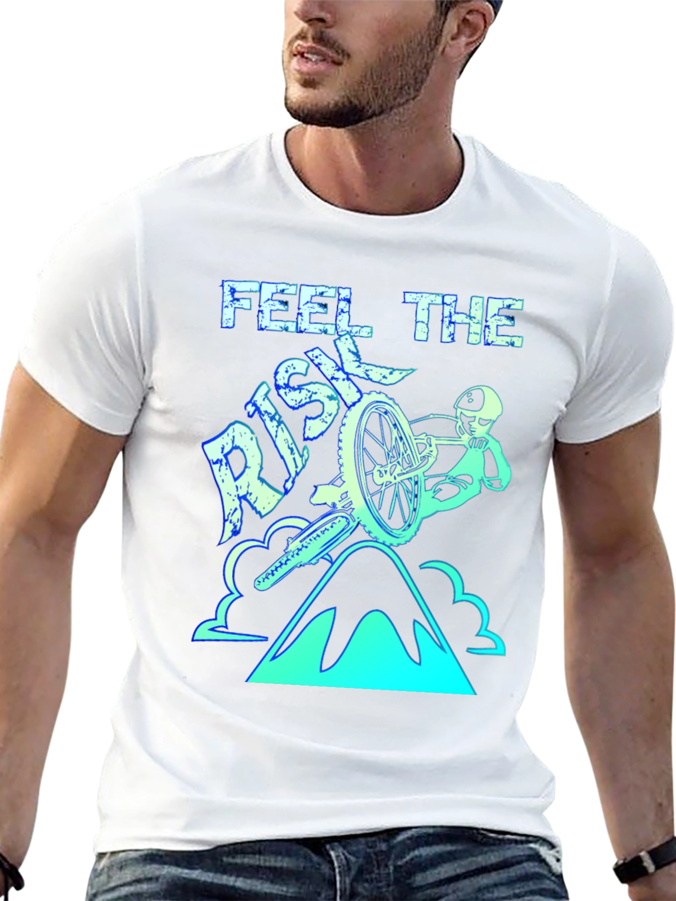 Feel the Risk Mountain Biking T-Shirt - Black