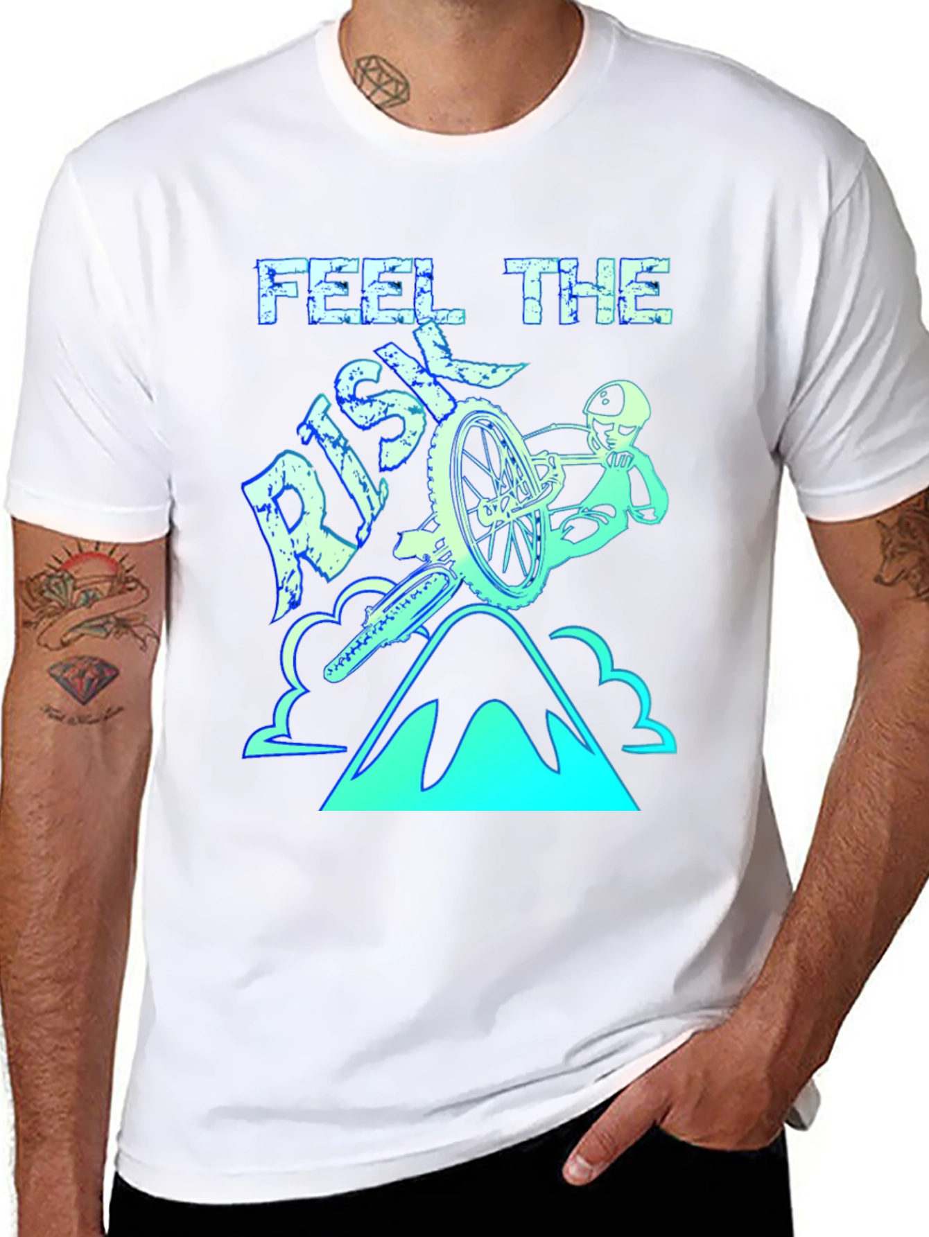 Feel the Risk Mountain Biking T-Shirt - Black
