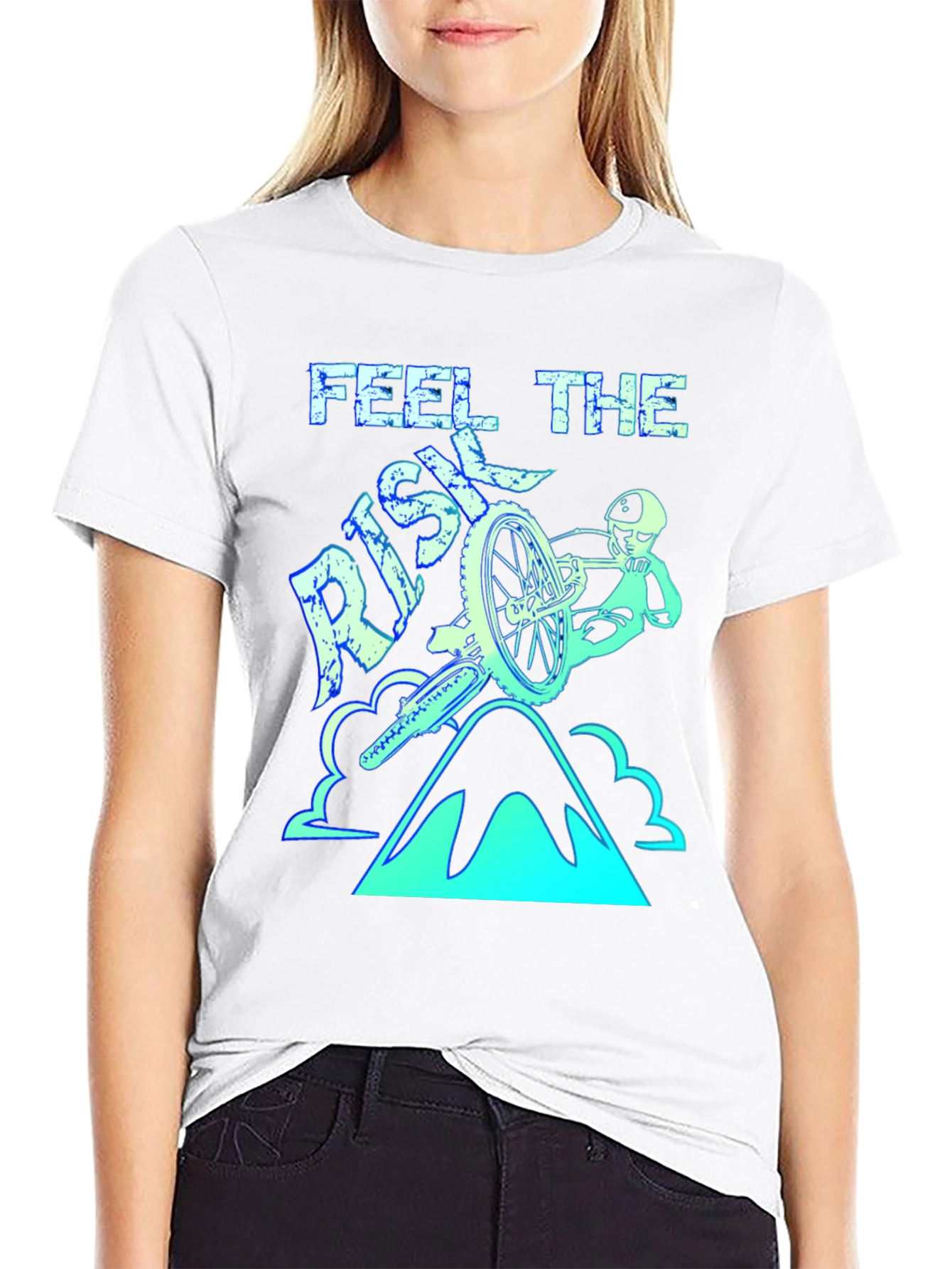 Feel the Risk Mountain Biking T-Shirt - Black