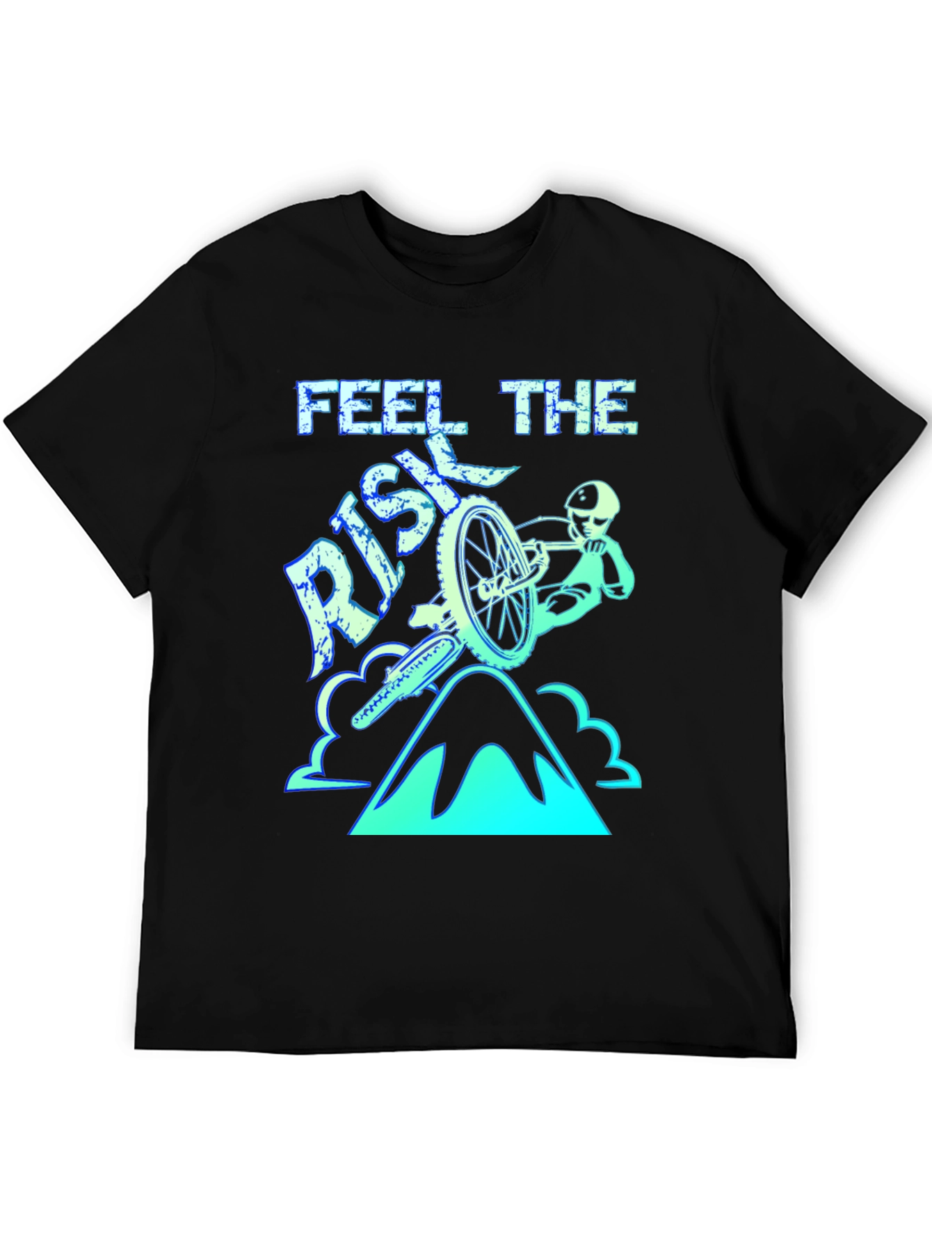 Feel the Risk Mountain Biking T-Shirt - Black