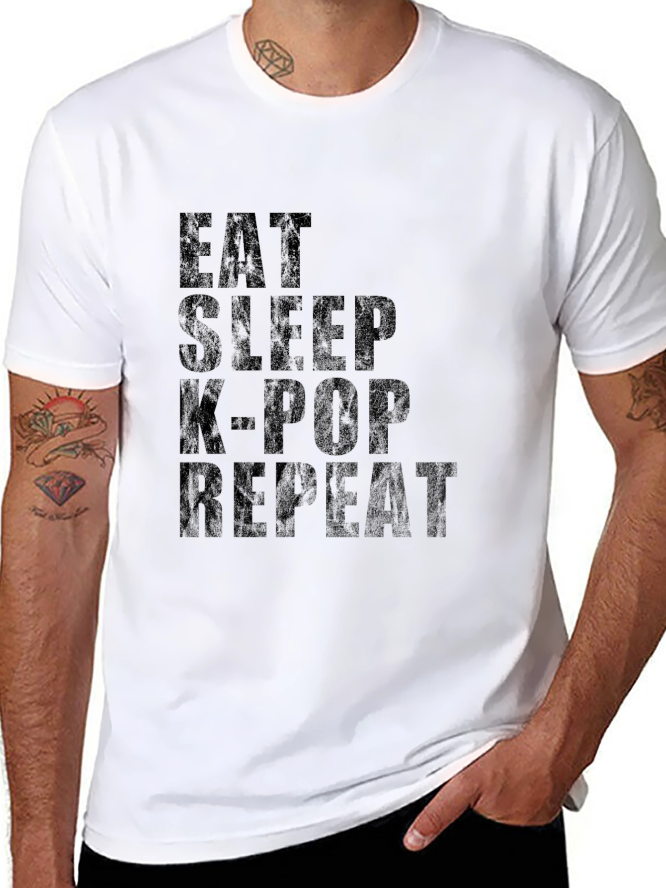 Eat Sleep K-Pop Repeat Black T-Shirt