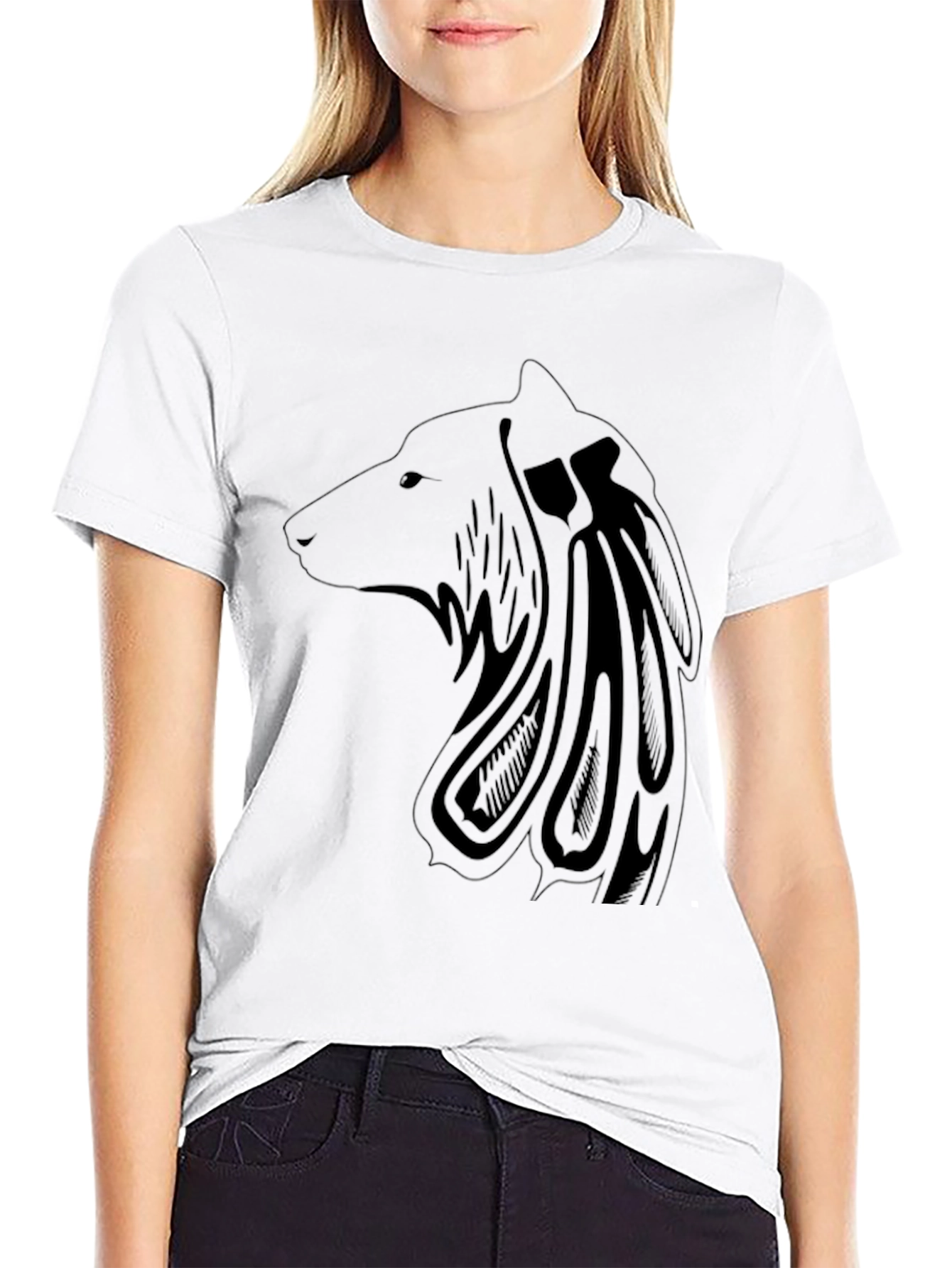 Mens Black Wolf Graphic Tee