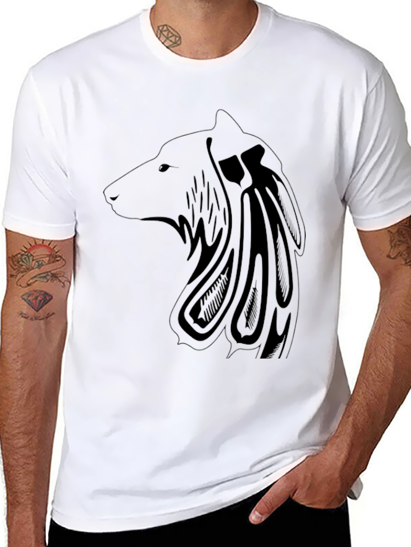Mens Black Wolf Graphic Tee