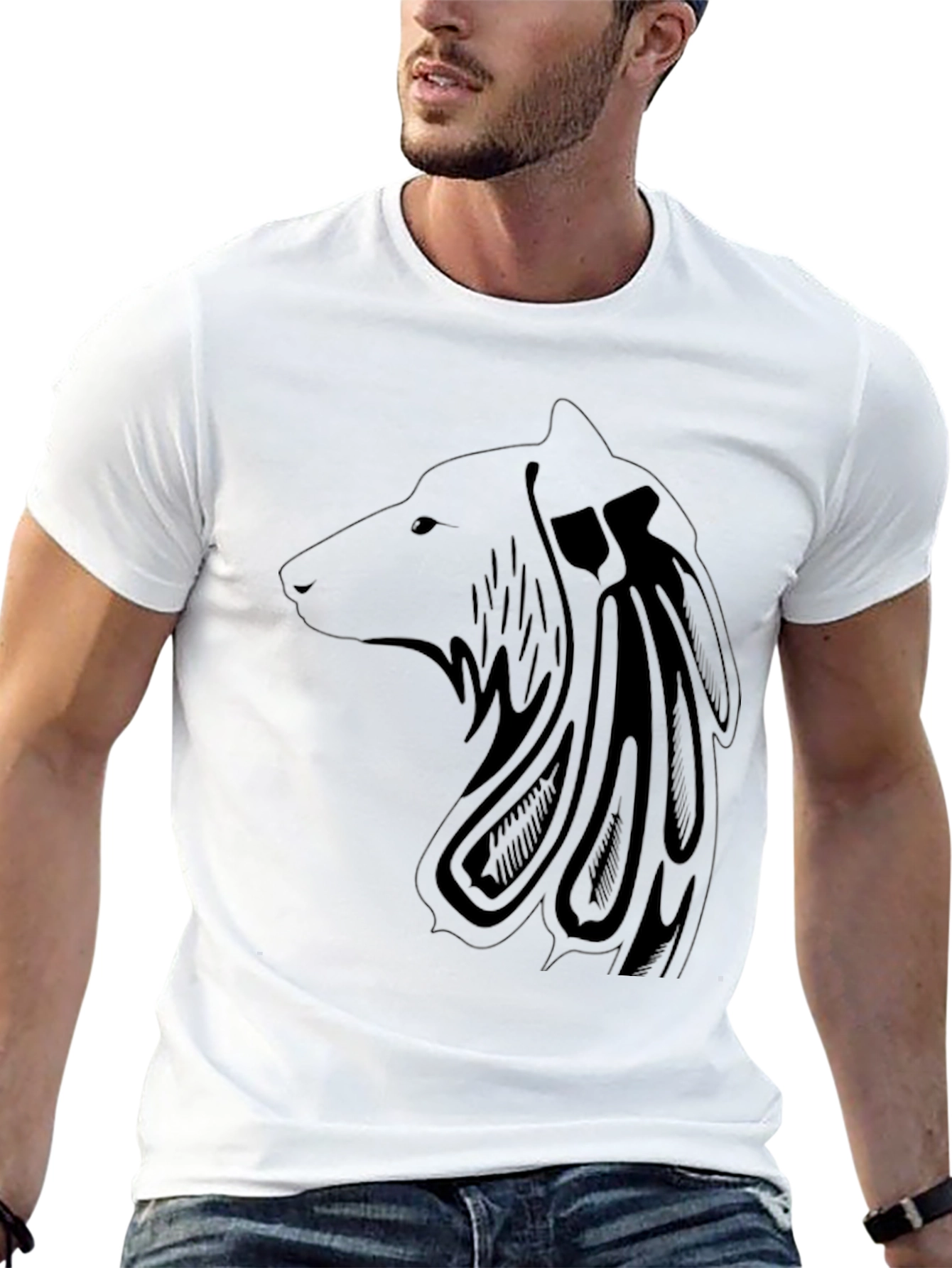 Mens Black Wolf Graphic Tee