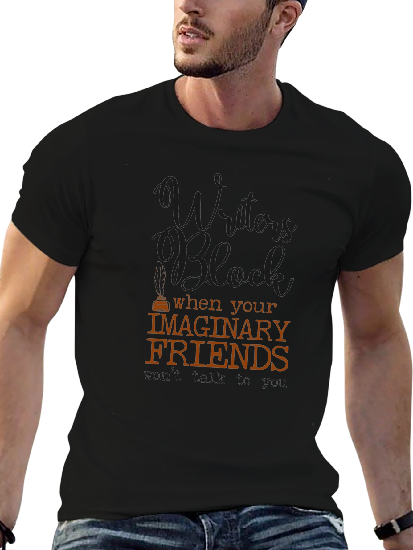 Writers Block Imaginary Friends Novelty T-Shirt
