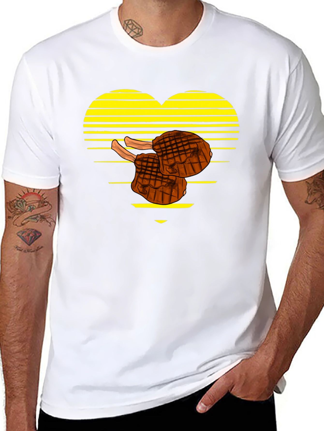 Steak Lover Heart T-Shirt - BBQ Grill Master Tee