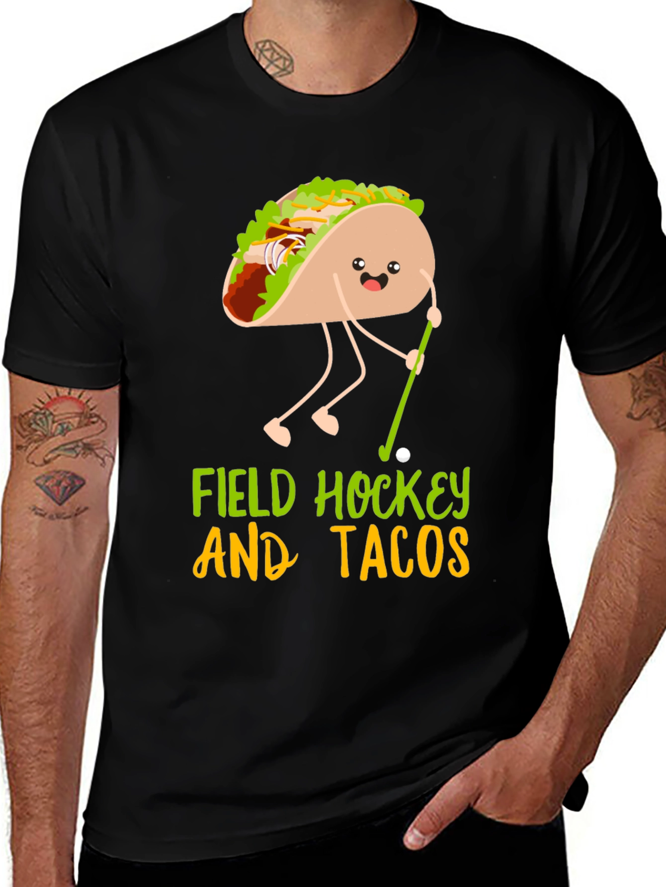 Funny Field Hockey and Tacos Graphic Tee