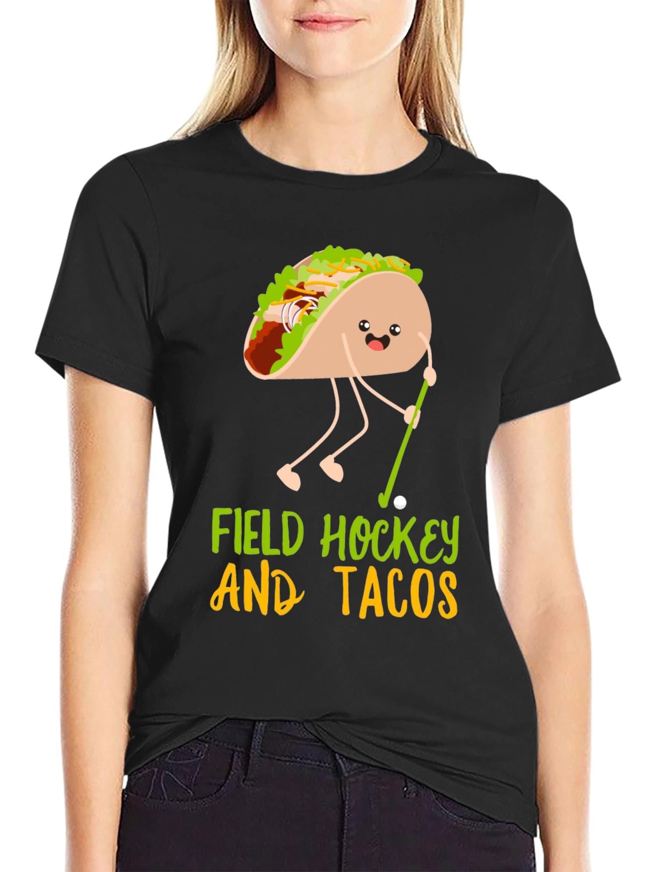 Funny Field Hockey and Tacos Graphic Tee