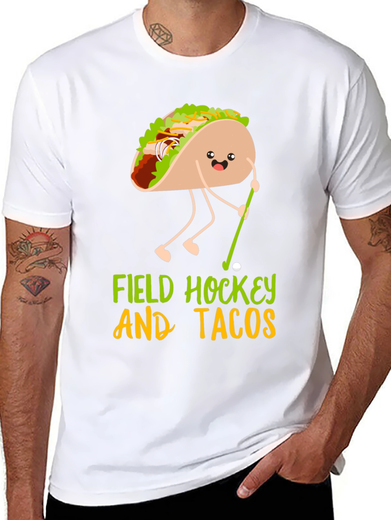Funny Field Hockey and Tacos Graphic Tee