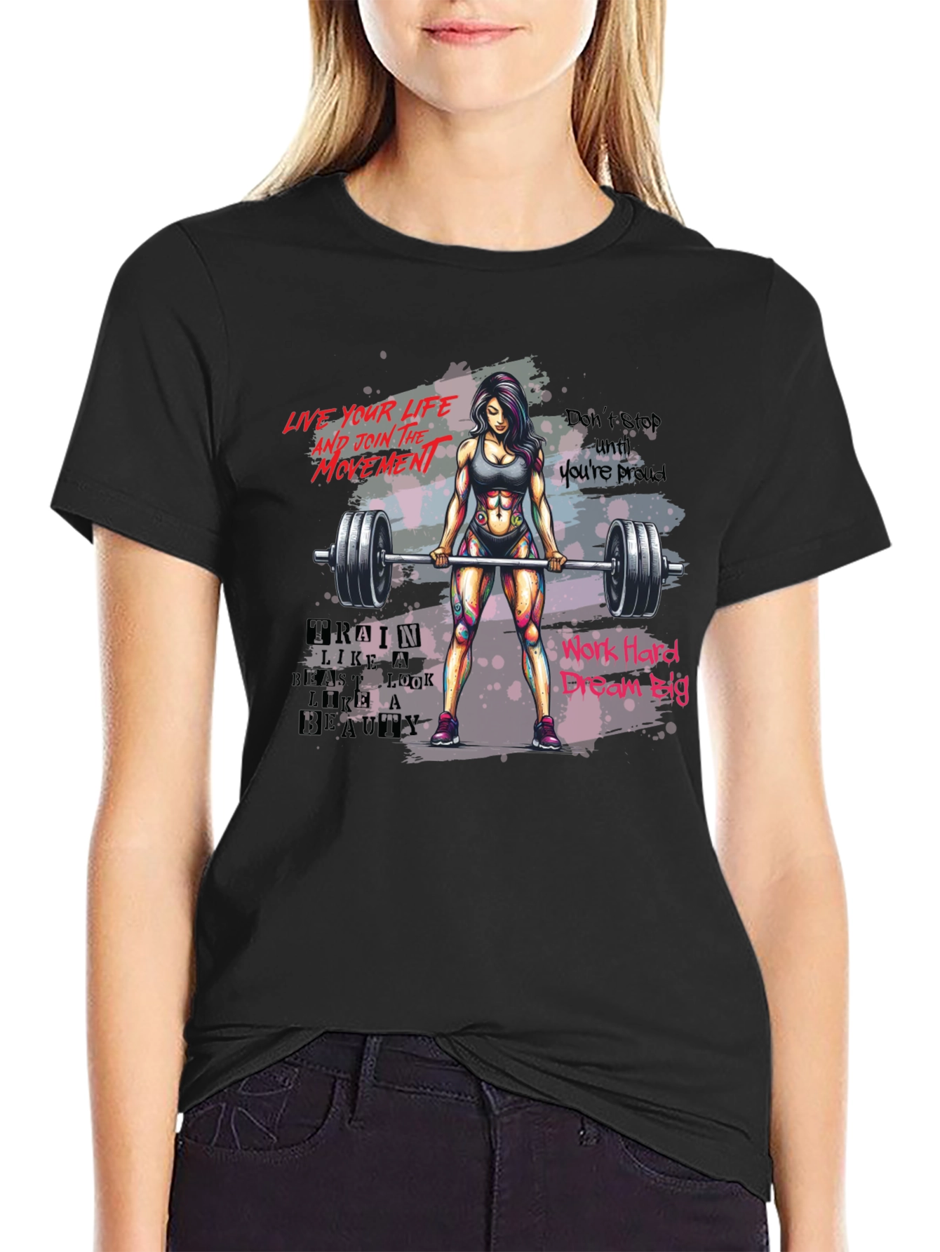 Fitness Motivation T-Shirt - Womens Weightlifting Design