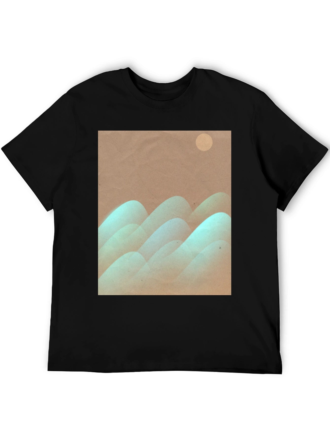 Abstract Mountain Graphic Tee - Stylish Black T-Shirt