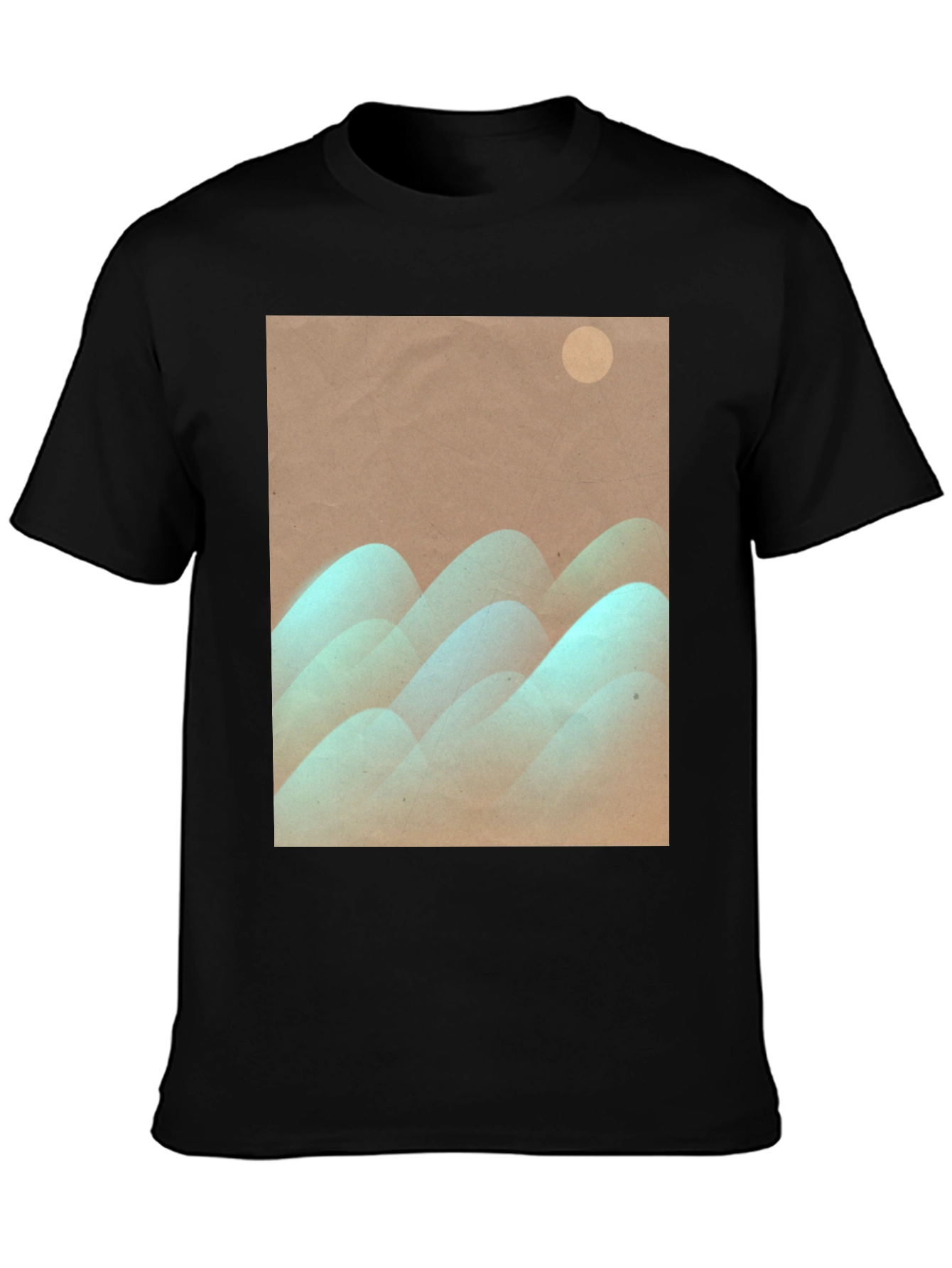 Abstract Mountain Graphic Tee - Stylish Black T-Shirt