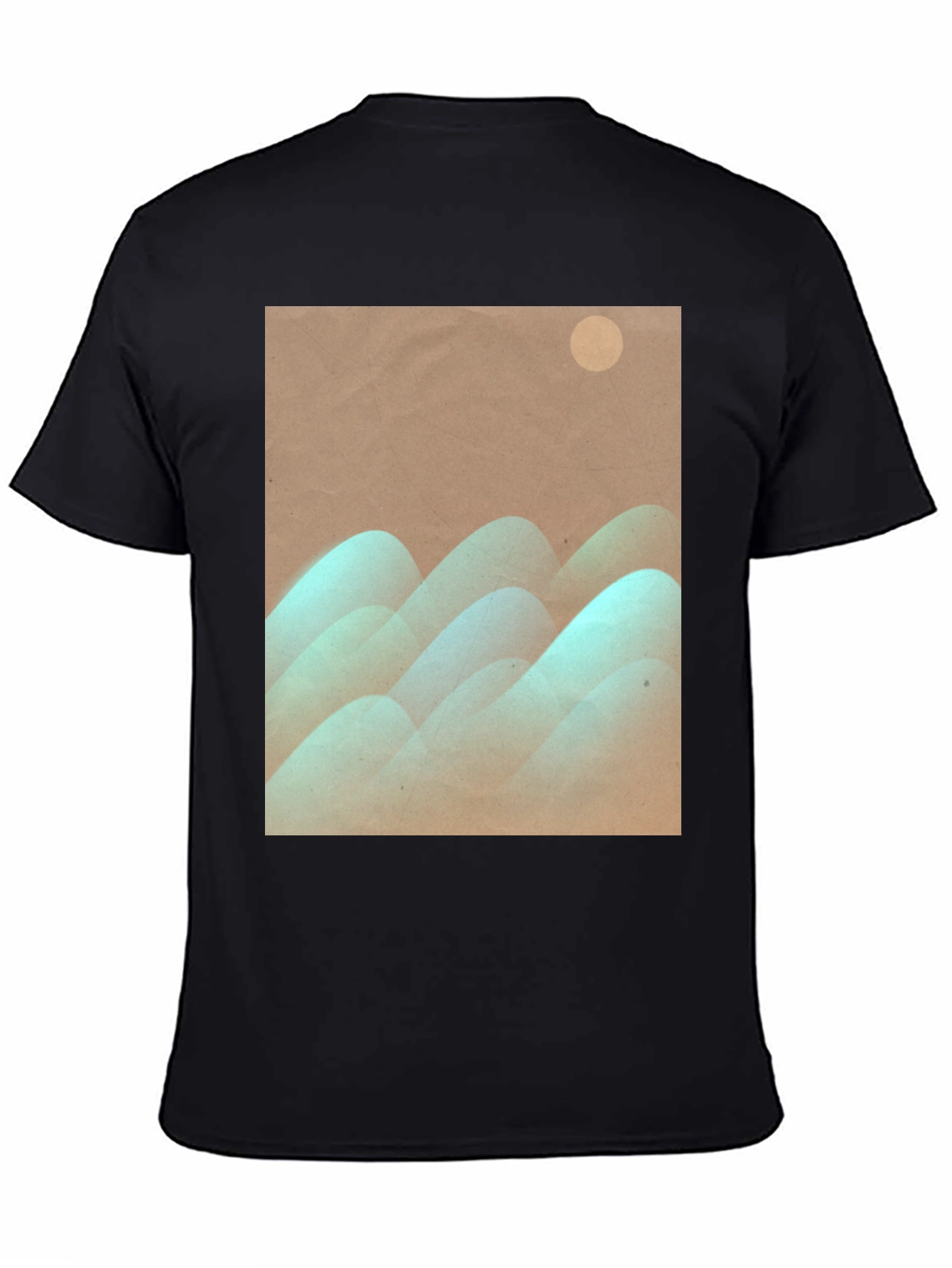 Abstract Mountain Graphic Tee - Stylish Black T-Shirt