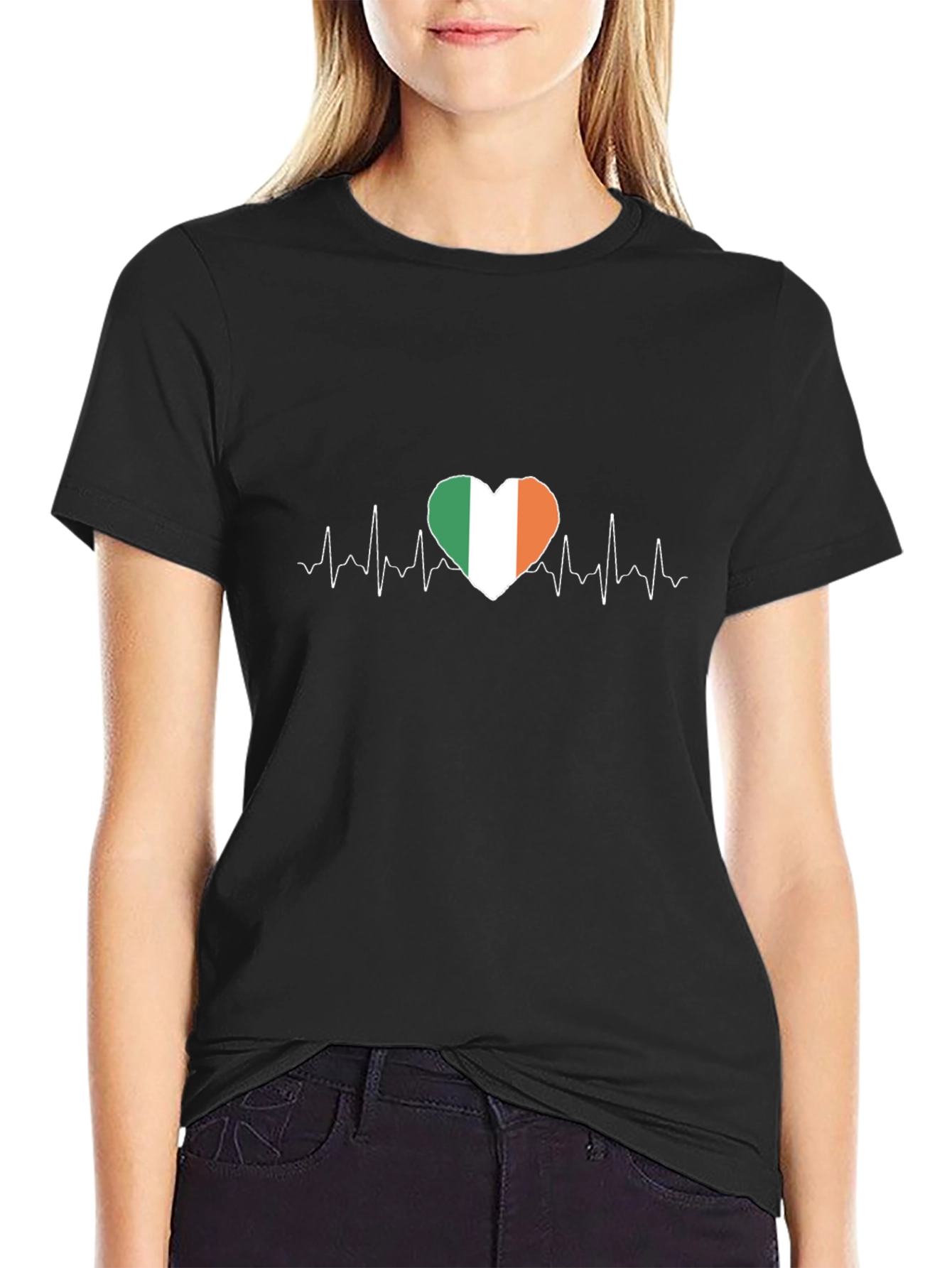 Irish Pride Heartbeat T-Shirt - Ireland Flag