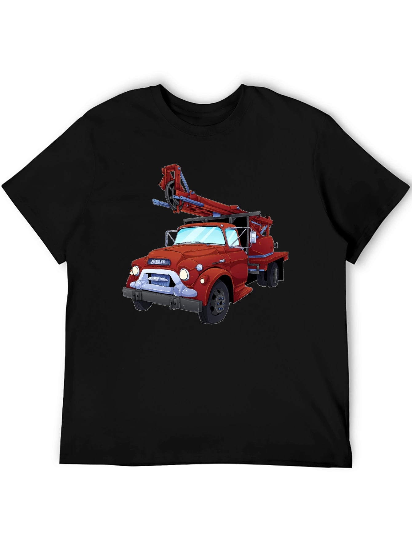 Cartoon Fire Truck Graphic T-Shirt - Classic Style