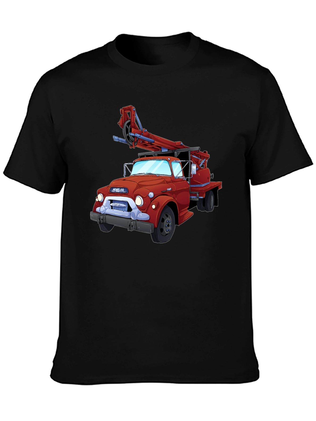 Cartoon Fire Truck Graphic T-Shirt - Classic Style