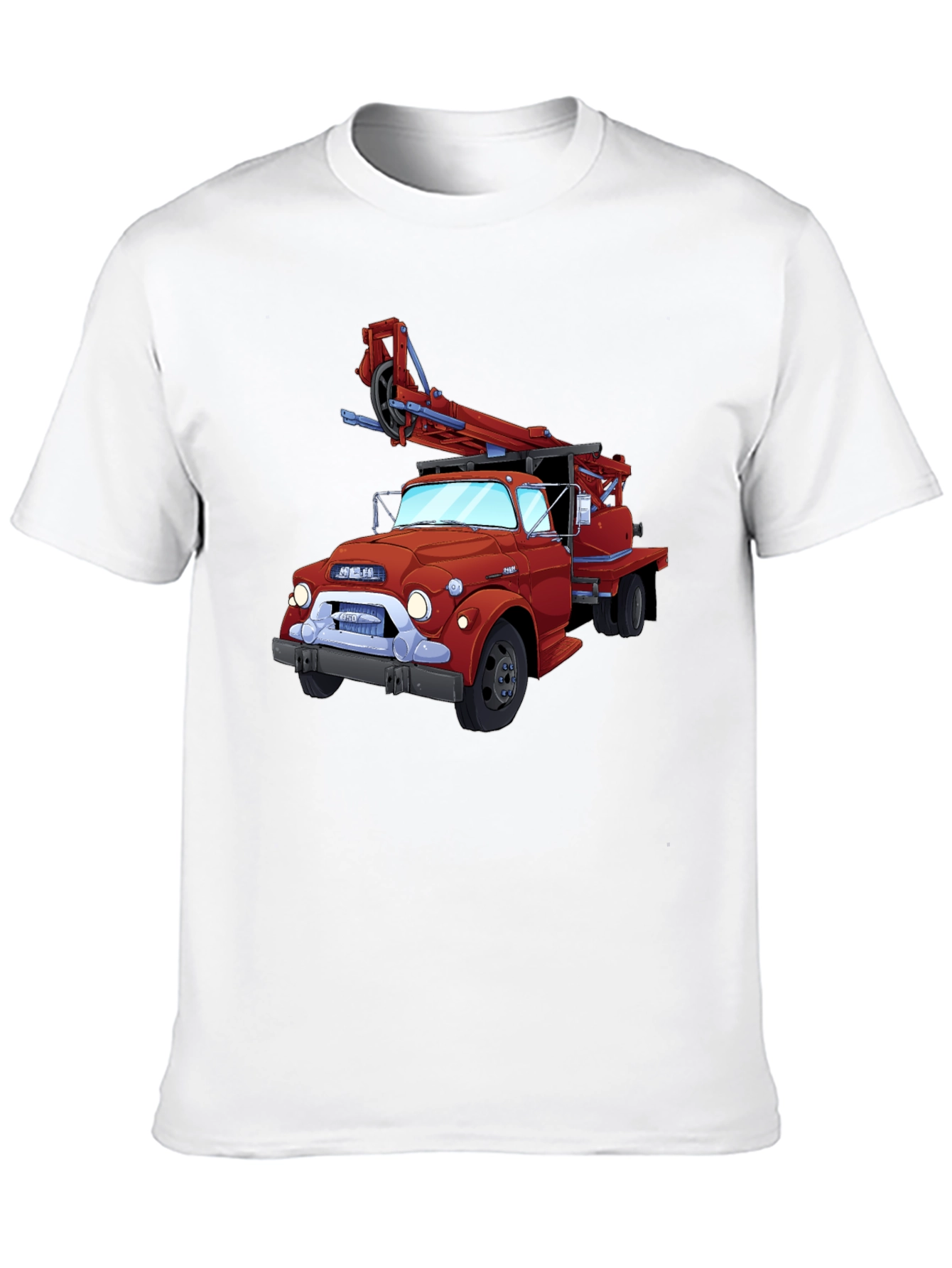 Cartoon Fire Truck Graphic T-Shirt - Classic Style