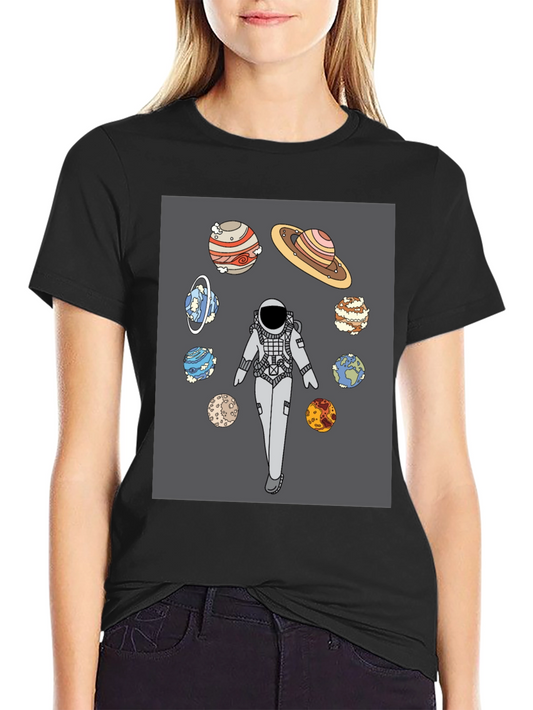 Astronaut & Planets Graphic T-Shirt - Space Exploration Tee