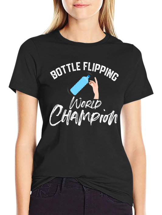 Bottle Flipping World Champion T-Shirt - Black