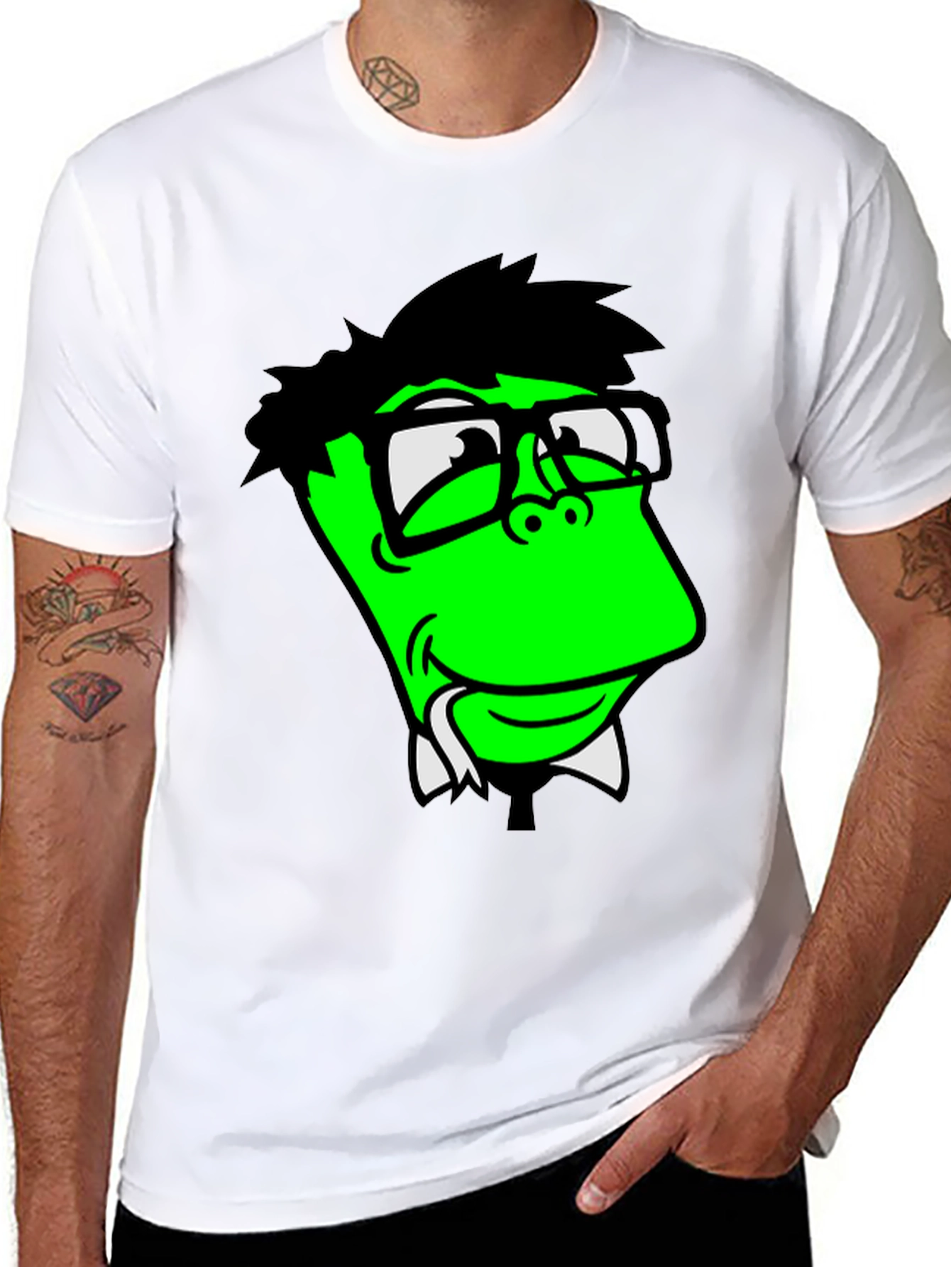 Funny Green Cartoon Character T-Shirt
