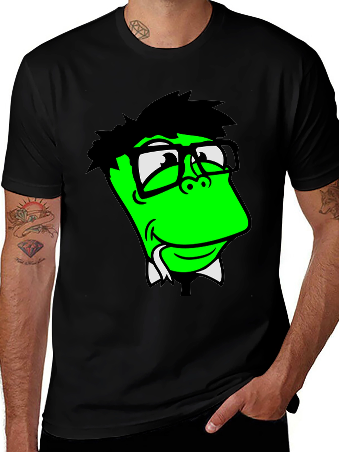 Funny Green Cartoon Character T-Shirt