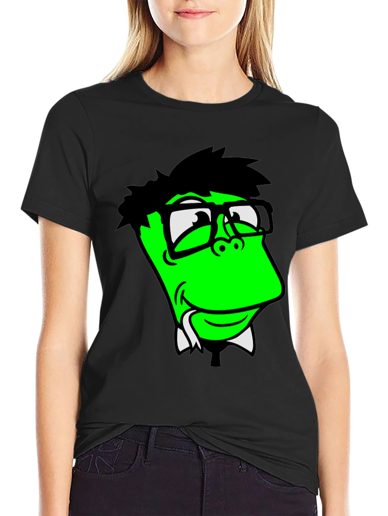 Funny Green Cartoon Character T-Shirt