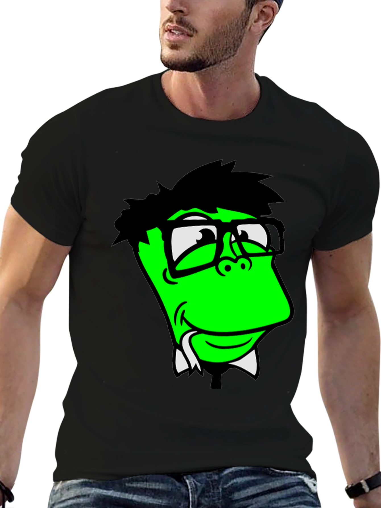 Funny Green Cartoon Character T-Shirt