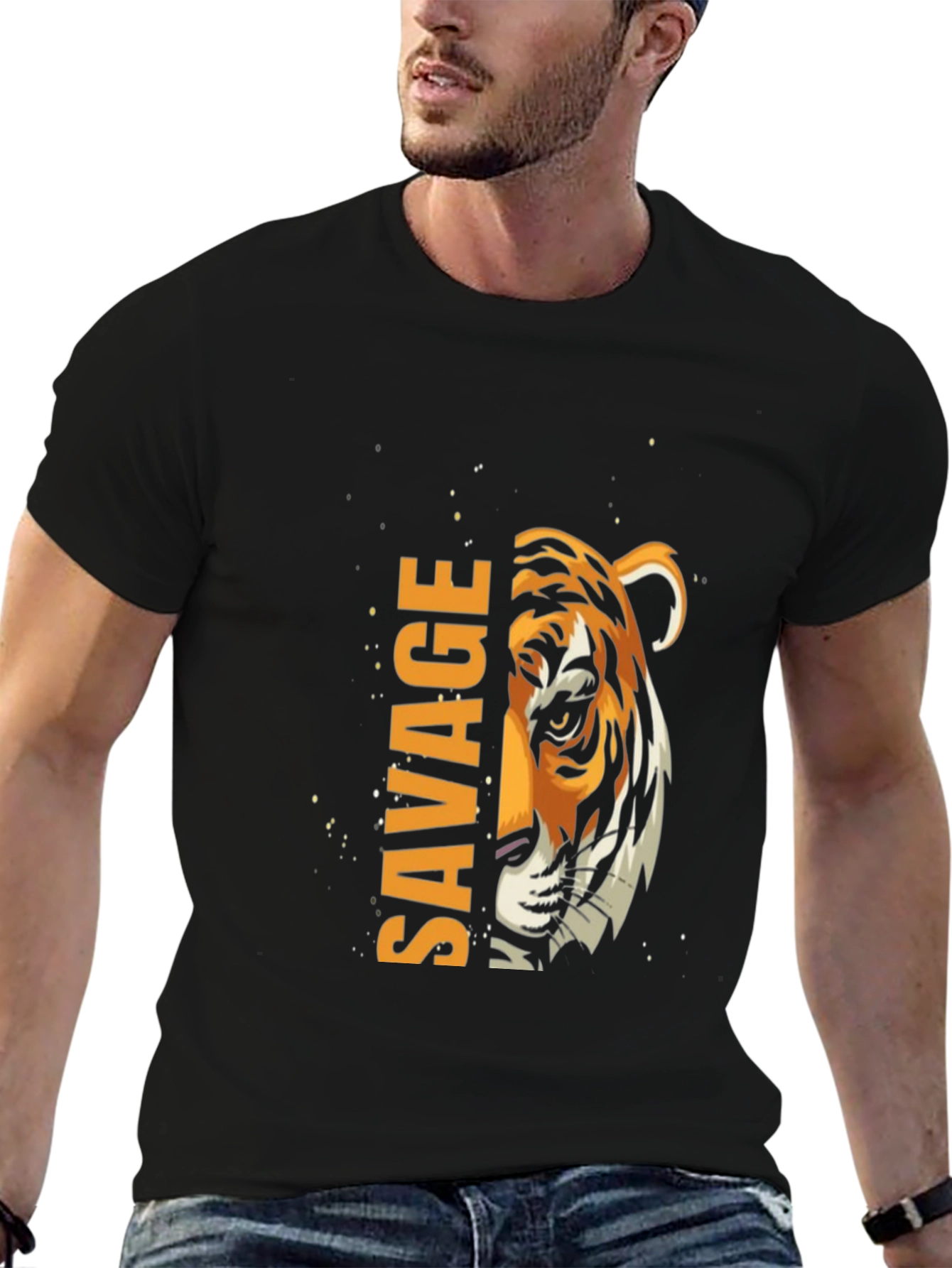 Savage Tiger Graphic Print Tee