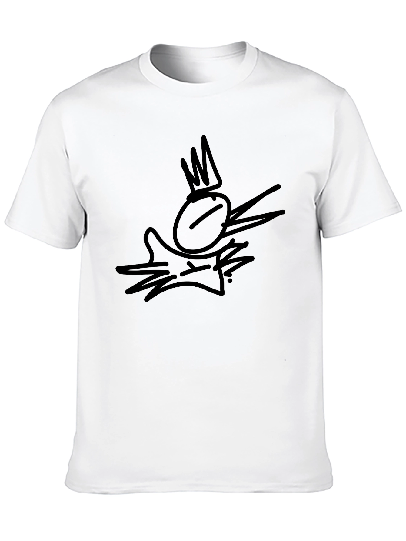 Graphic Print Tee - Black Crown Bird Design