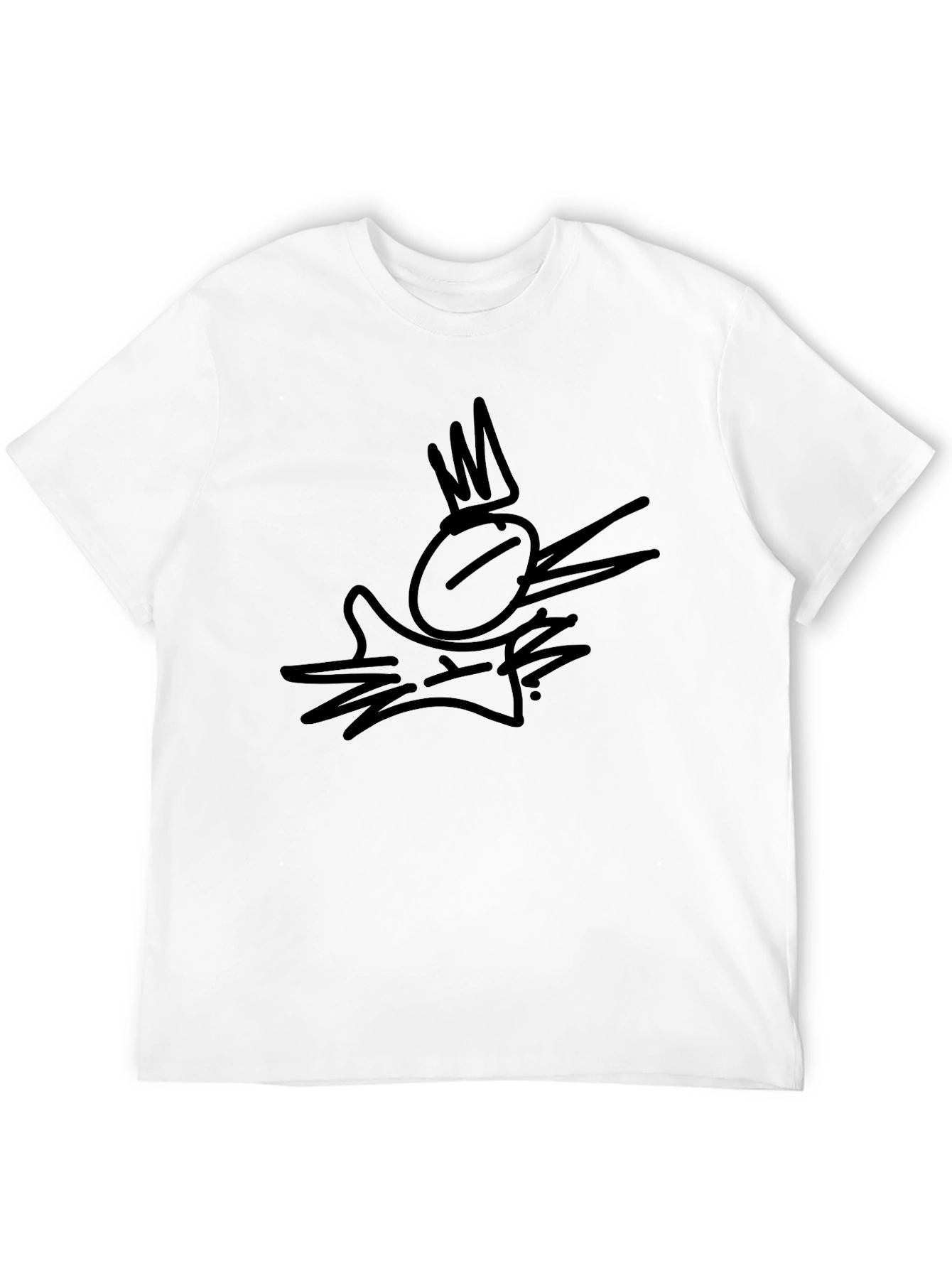 Graphic Print Tee - Black Crown Bird Design