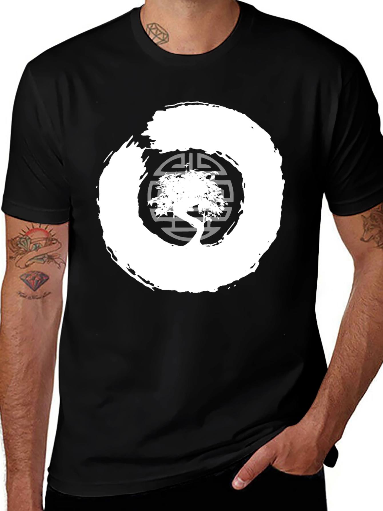 Enso Zen Circle Bonsai Tree Graphic Tee
