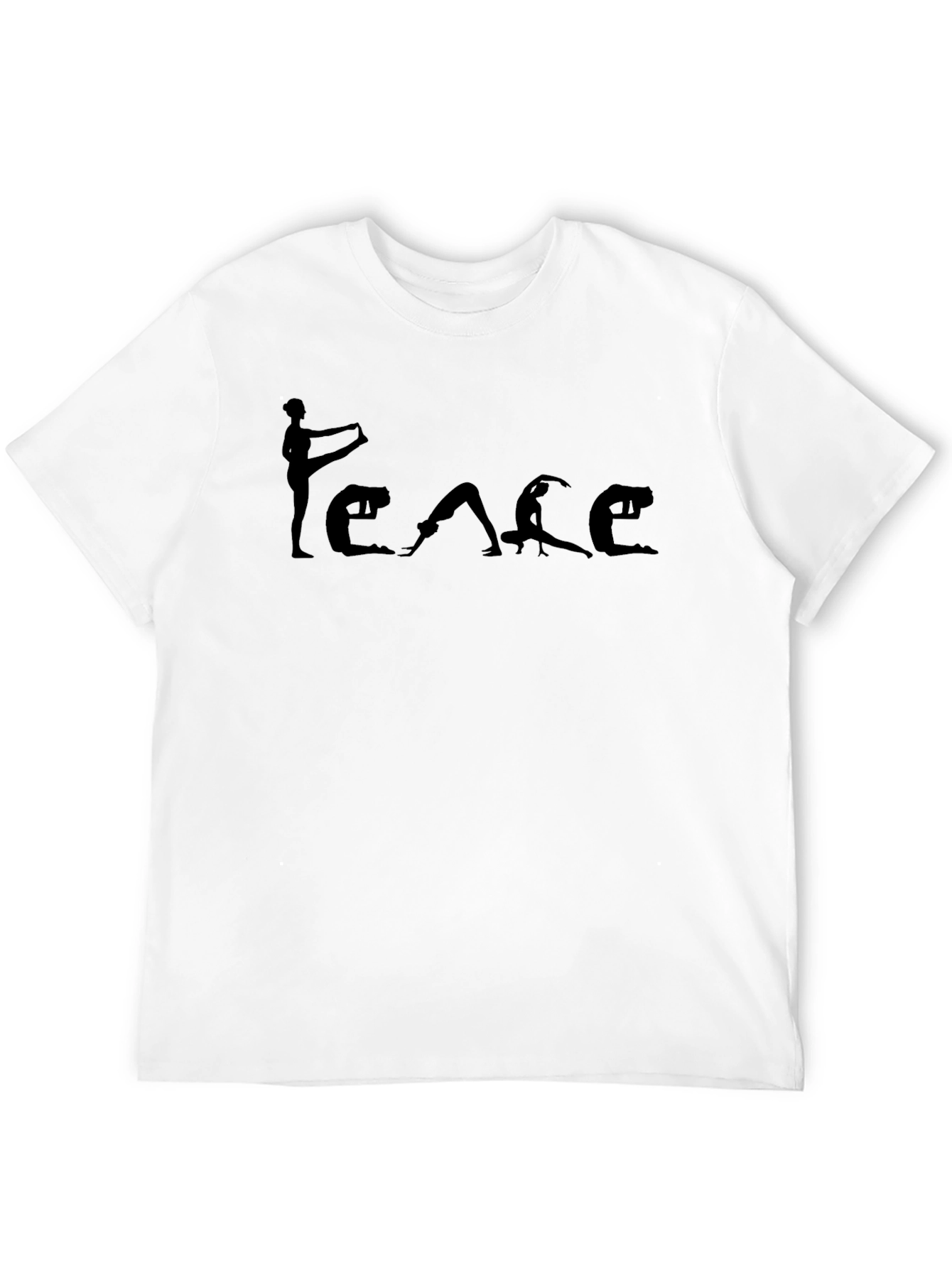 Peace Yoga Pose Graphic Tee - Black Cotton