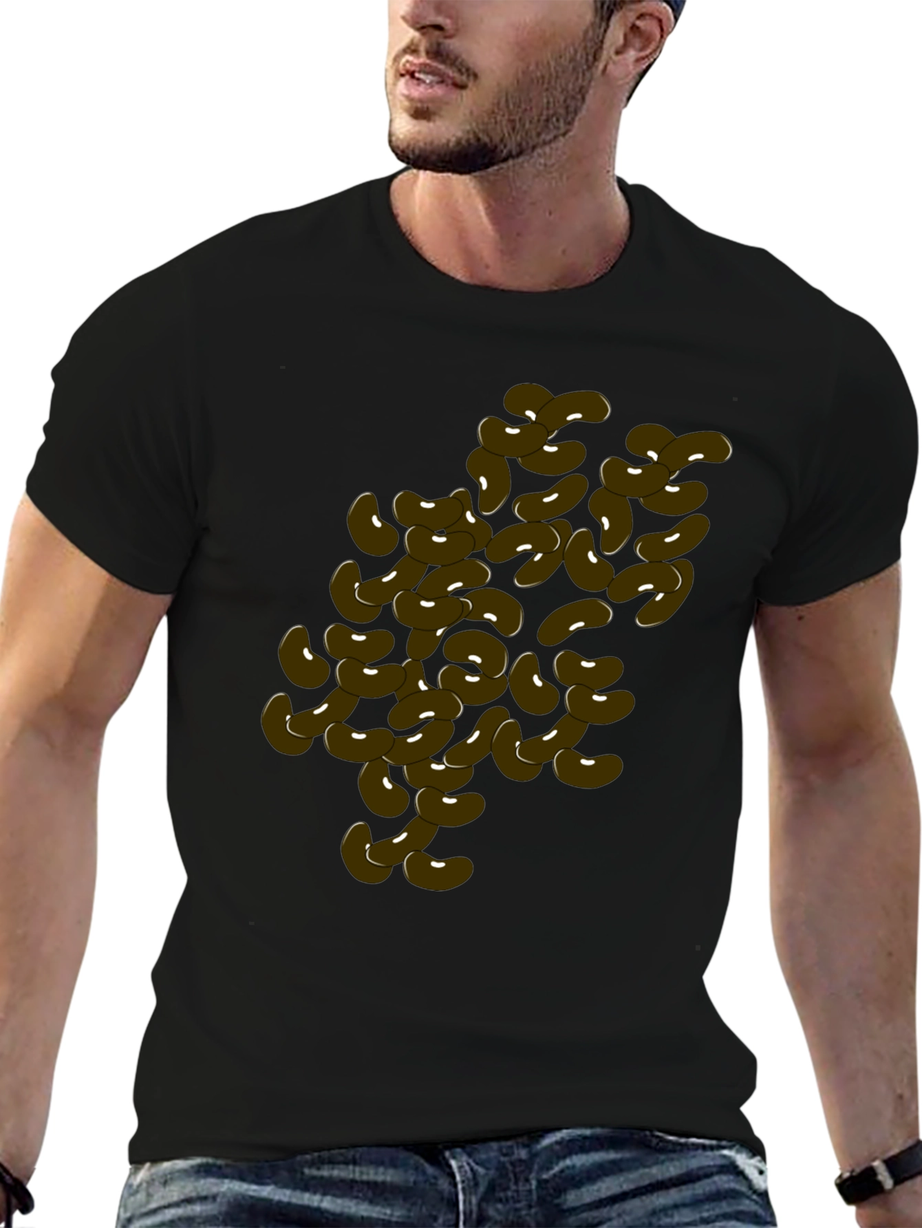 Funny Bean Graphic Black T-Shirt