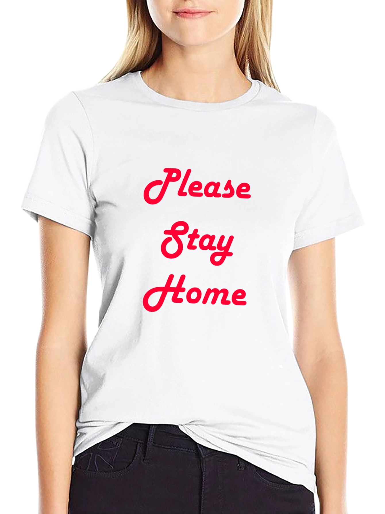 Please Stay Home Graphic T-Shirt - Black Cotton Tee