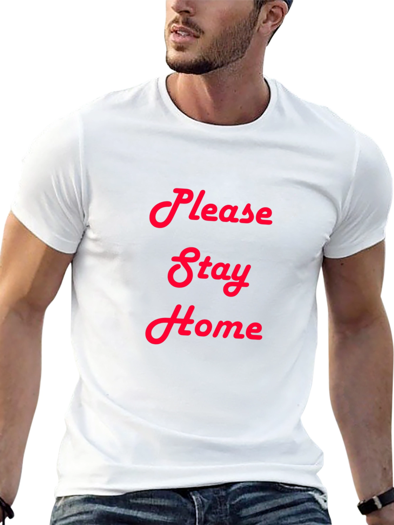 Please Stay Home Graphic T-Shirt - Black Cotton Tee