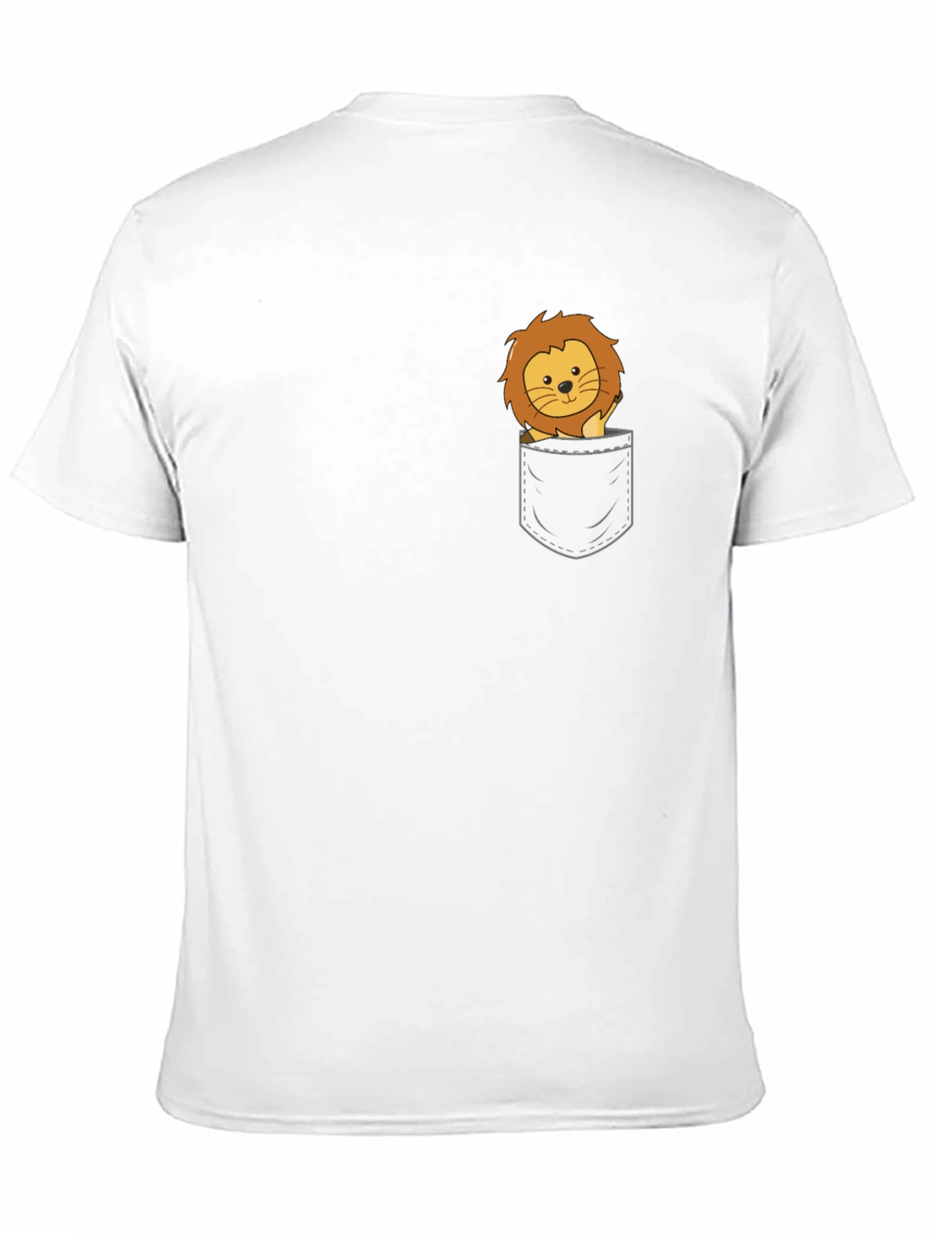 Cute Lion Pocket T-Shirt - Black